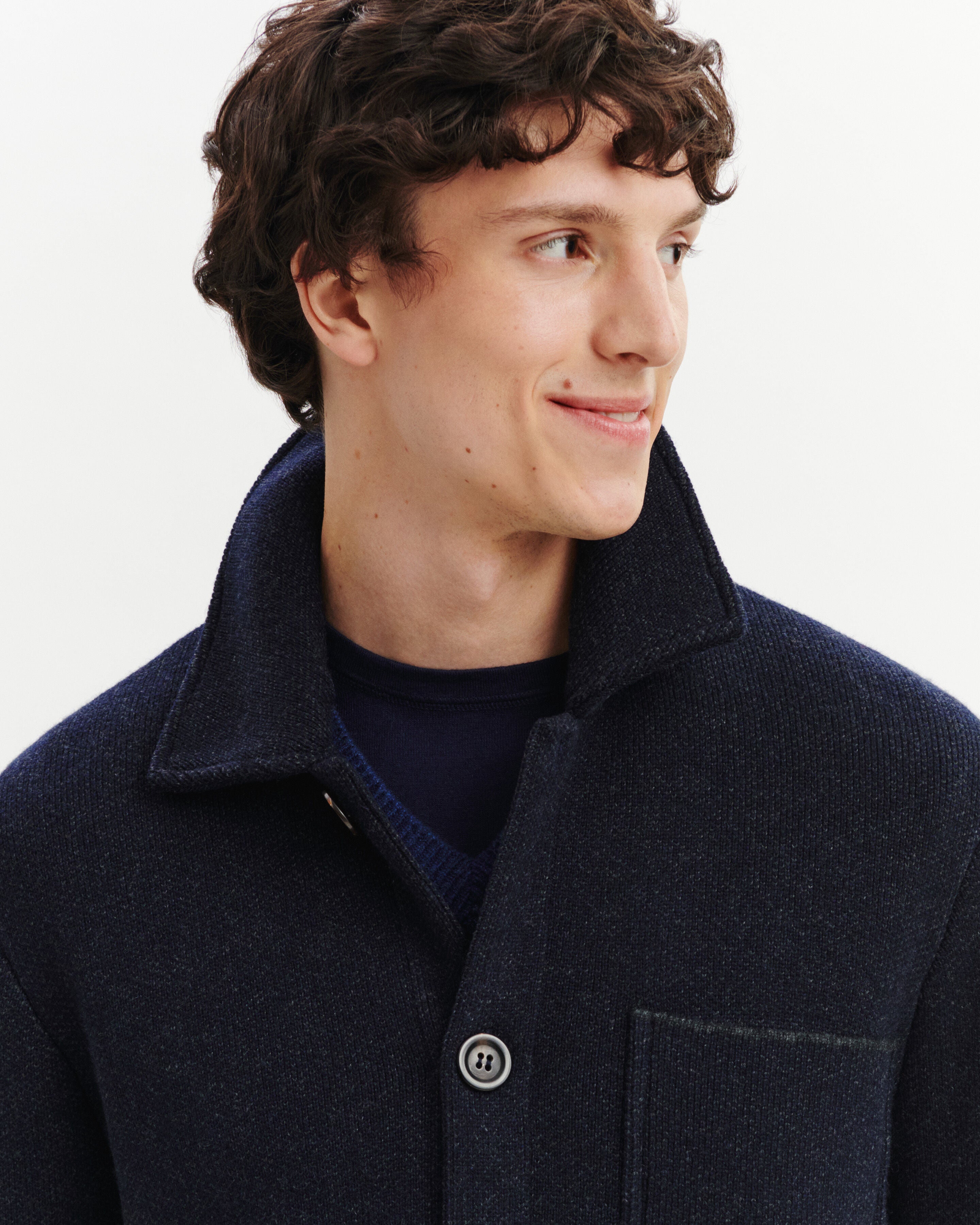 Veste en piqué-MARINE/CHARBON-70% laine 30% cachemire