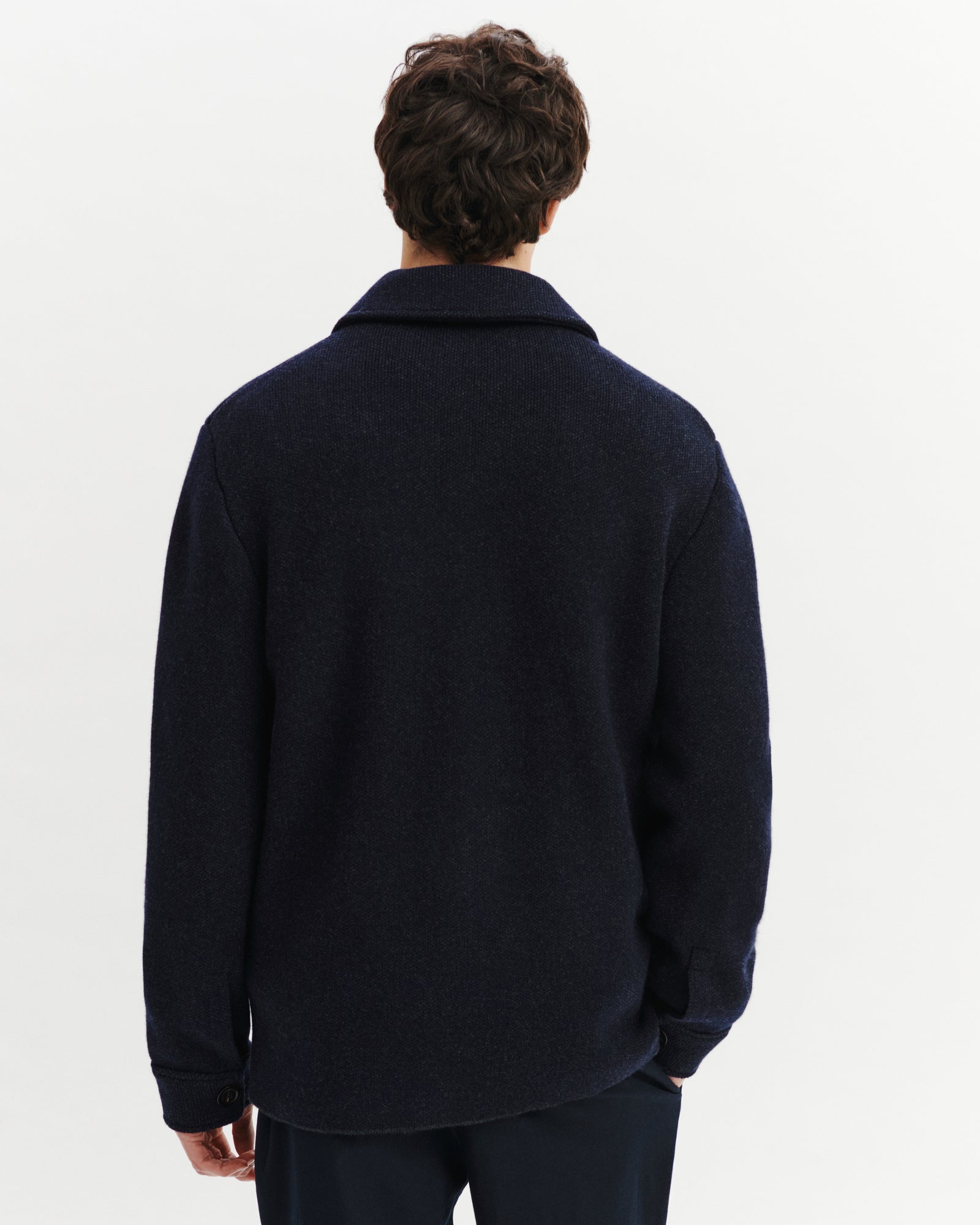 Veste en piqué-MARINE/CHARBON-70% laine 30% cachemire