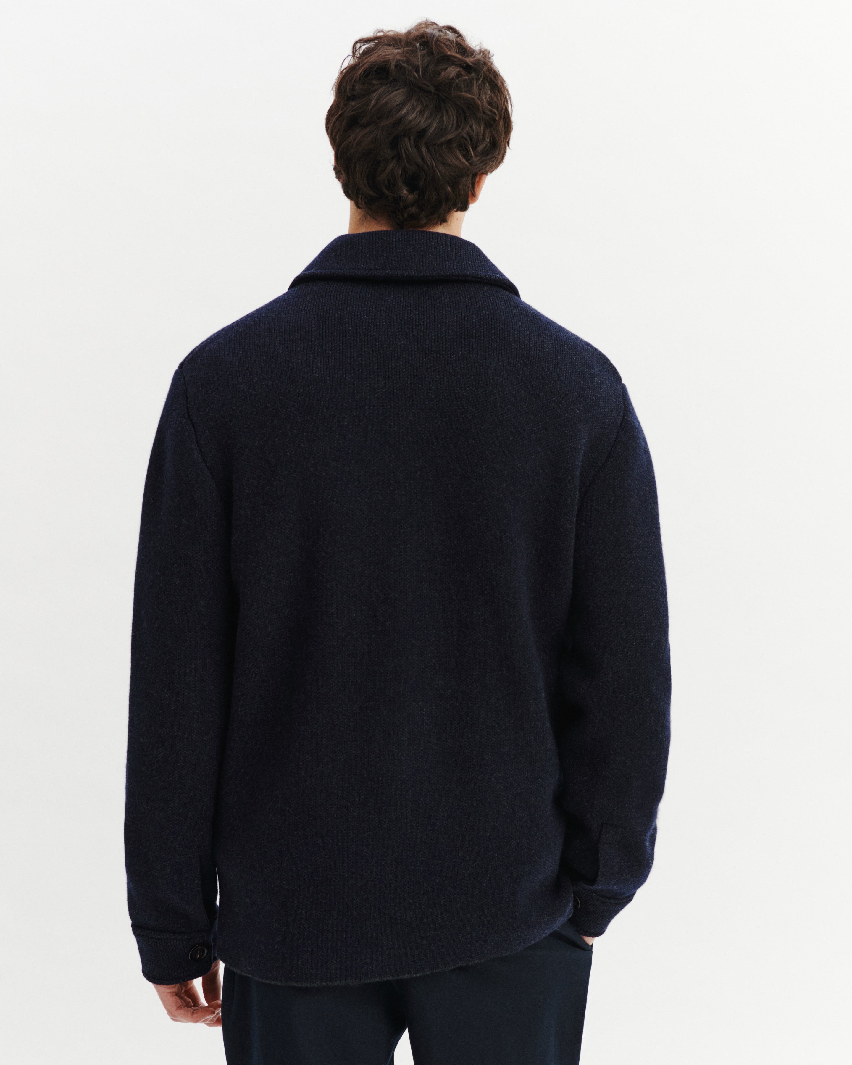 Veste en piqué-MARINE/CHARBON-70% laine 30% cachemire