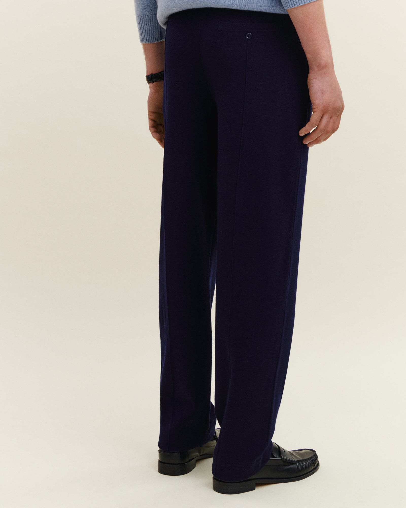 Pantalon droit en milano-MARINE-95% laine 5% cachemire