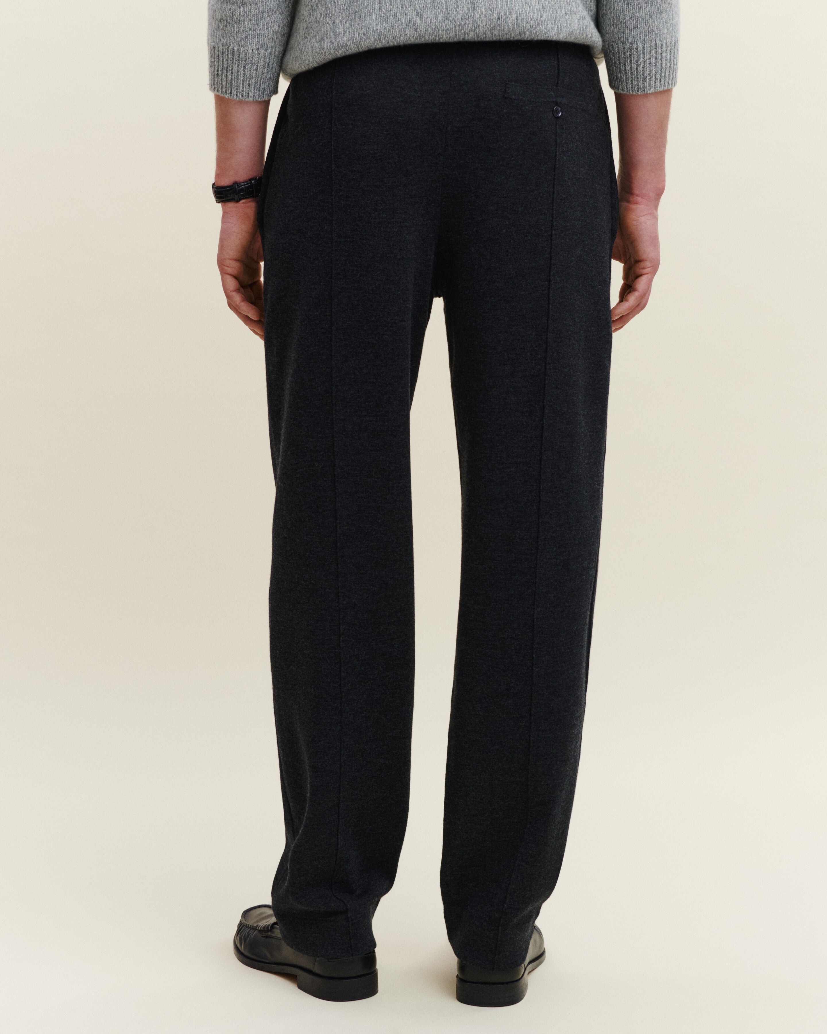 Pantalon droit en milano-CHARBON-95% laine 5% cachemire