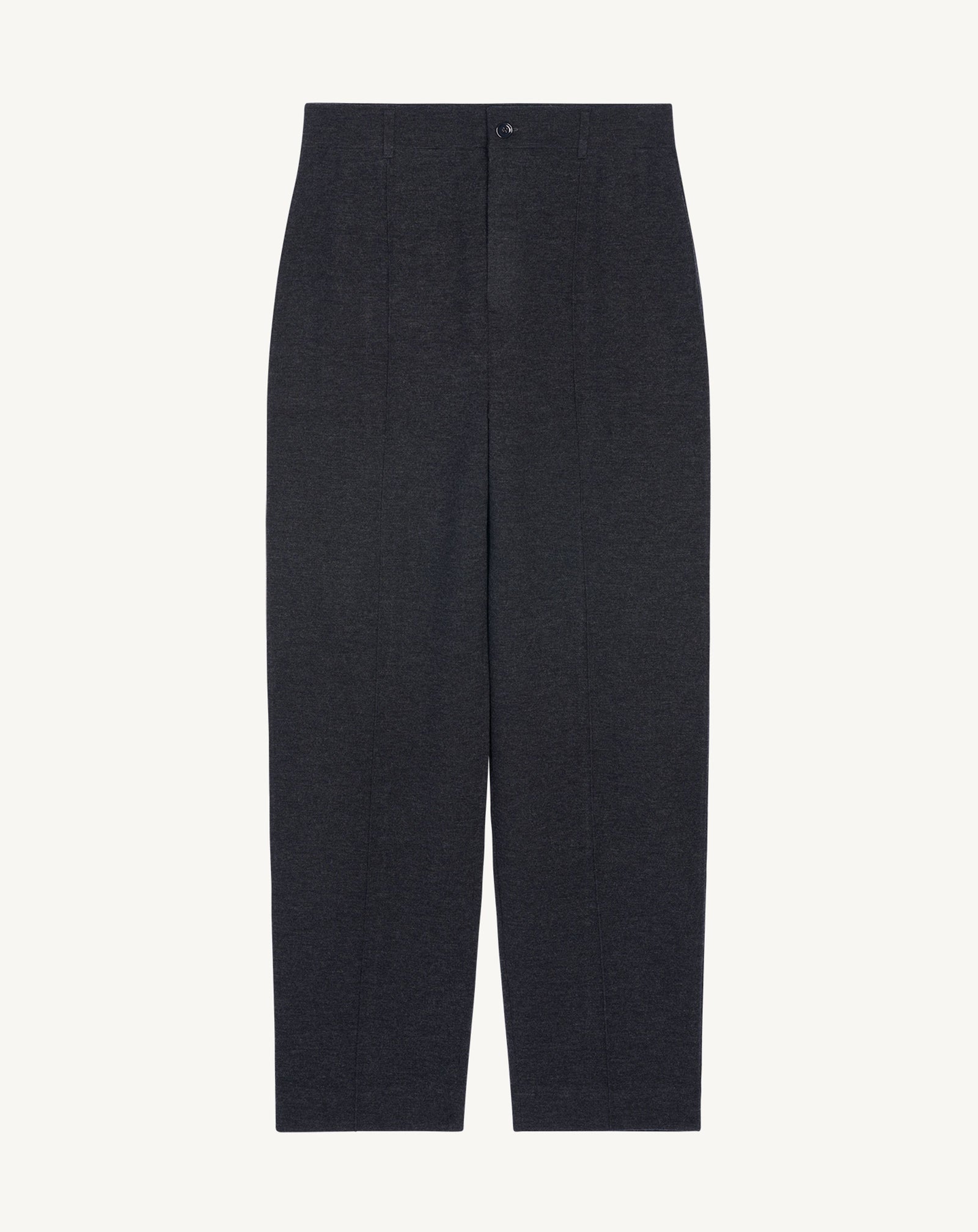 Pantalon droit en milano-CHARBON-95% laine 5% cachemire