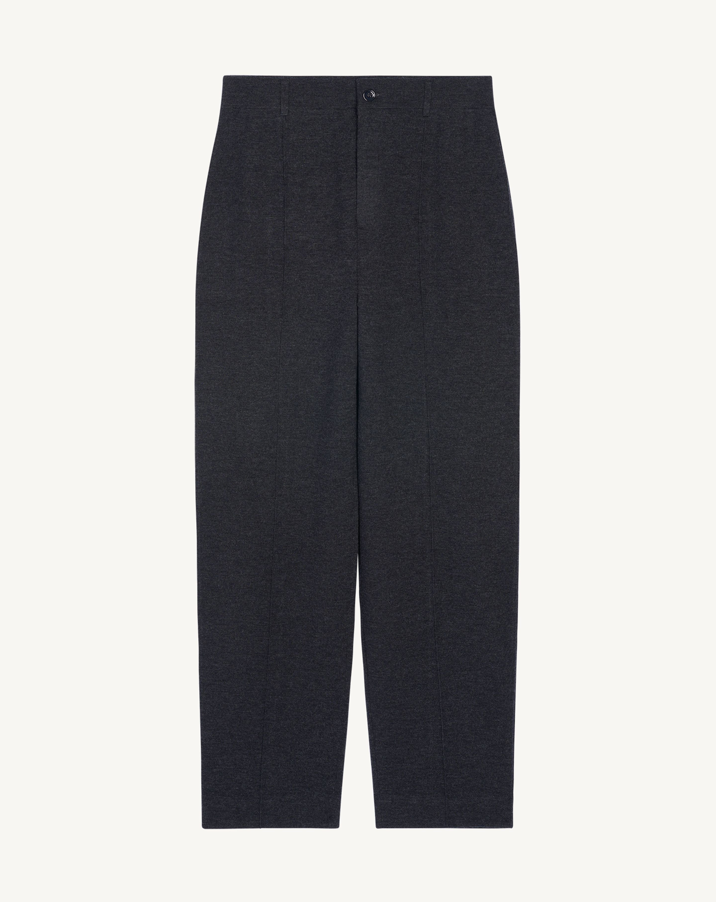 Pantalon droit en milano-CHARBON-95% laine 5% cachemire