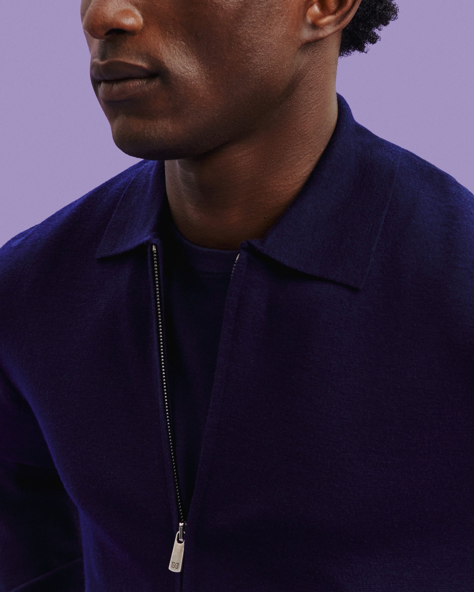 Veste zippée en milano-MARINE-95% laine 5% cachemire