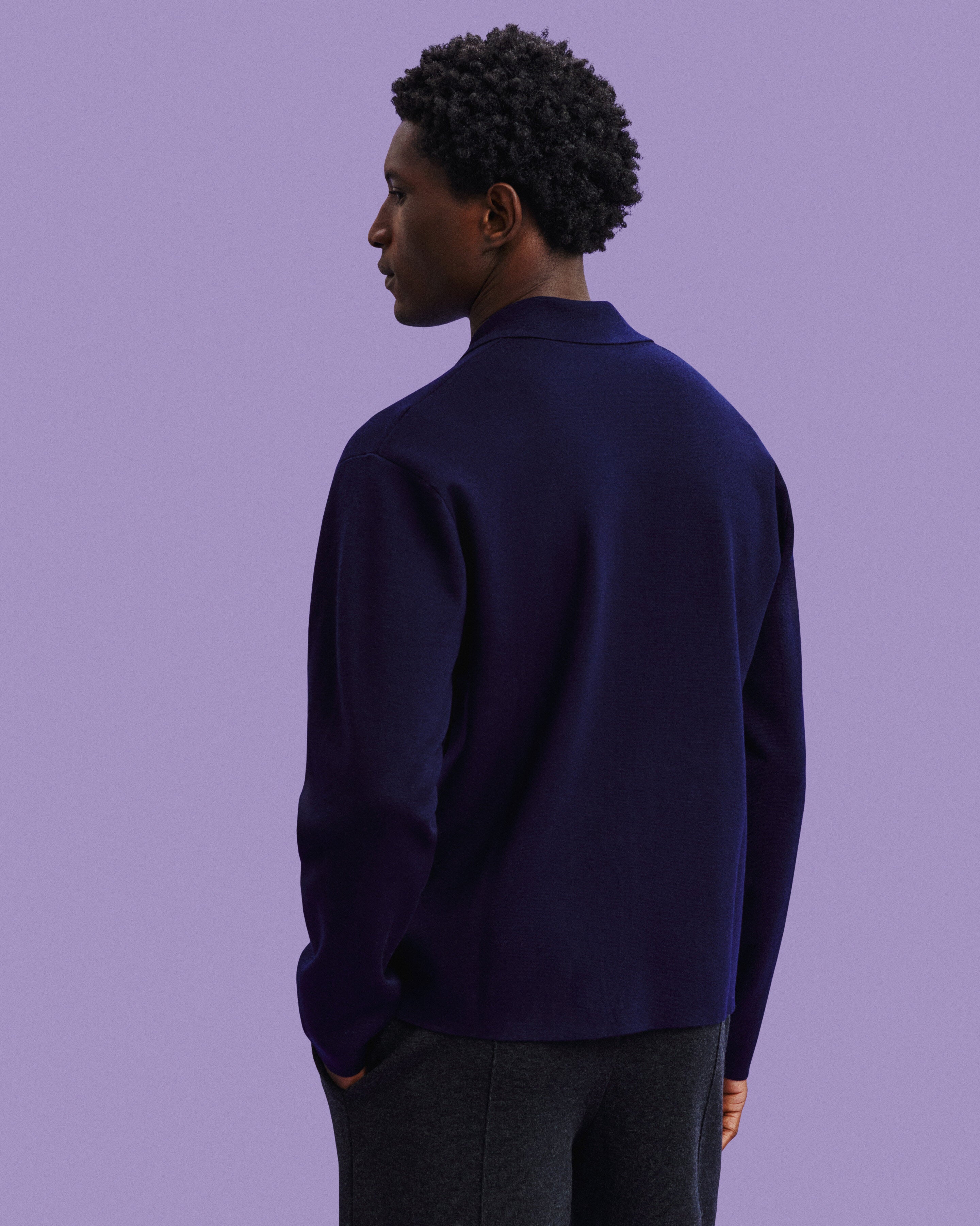 Veste zippée en milano-MARINE-95% laine 5% cachemire
