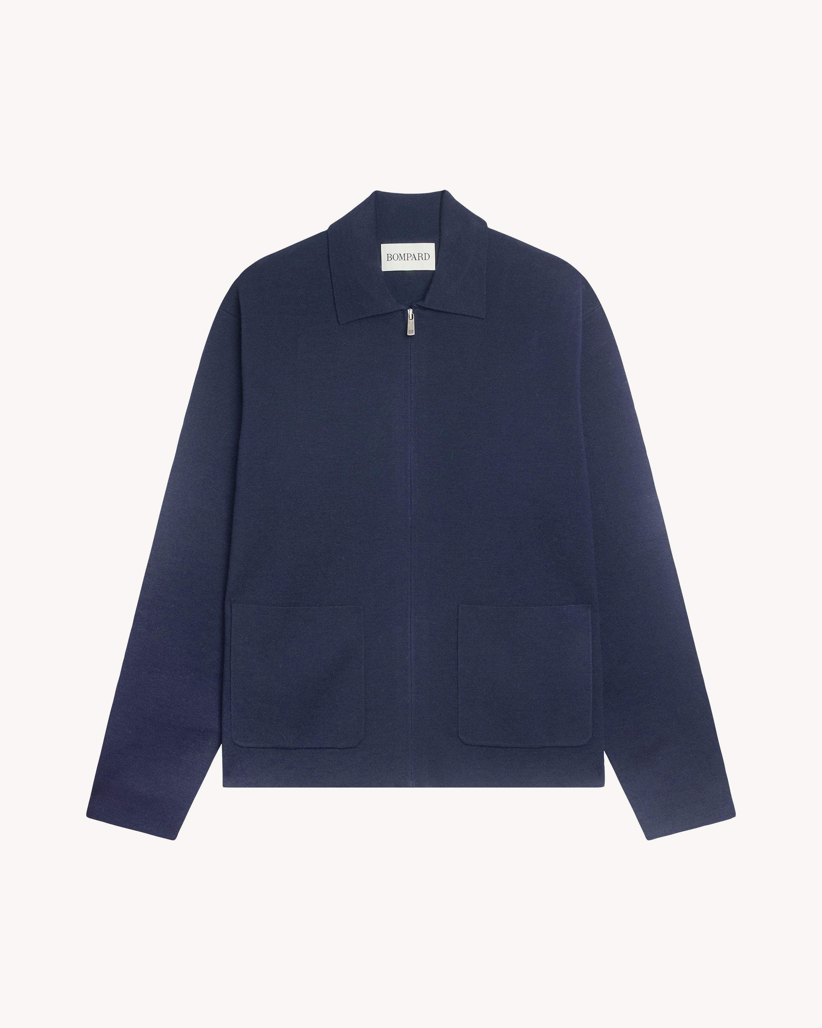 Veste zippée en milano-MARINE-95% laine 5% cachemire