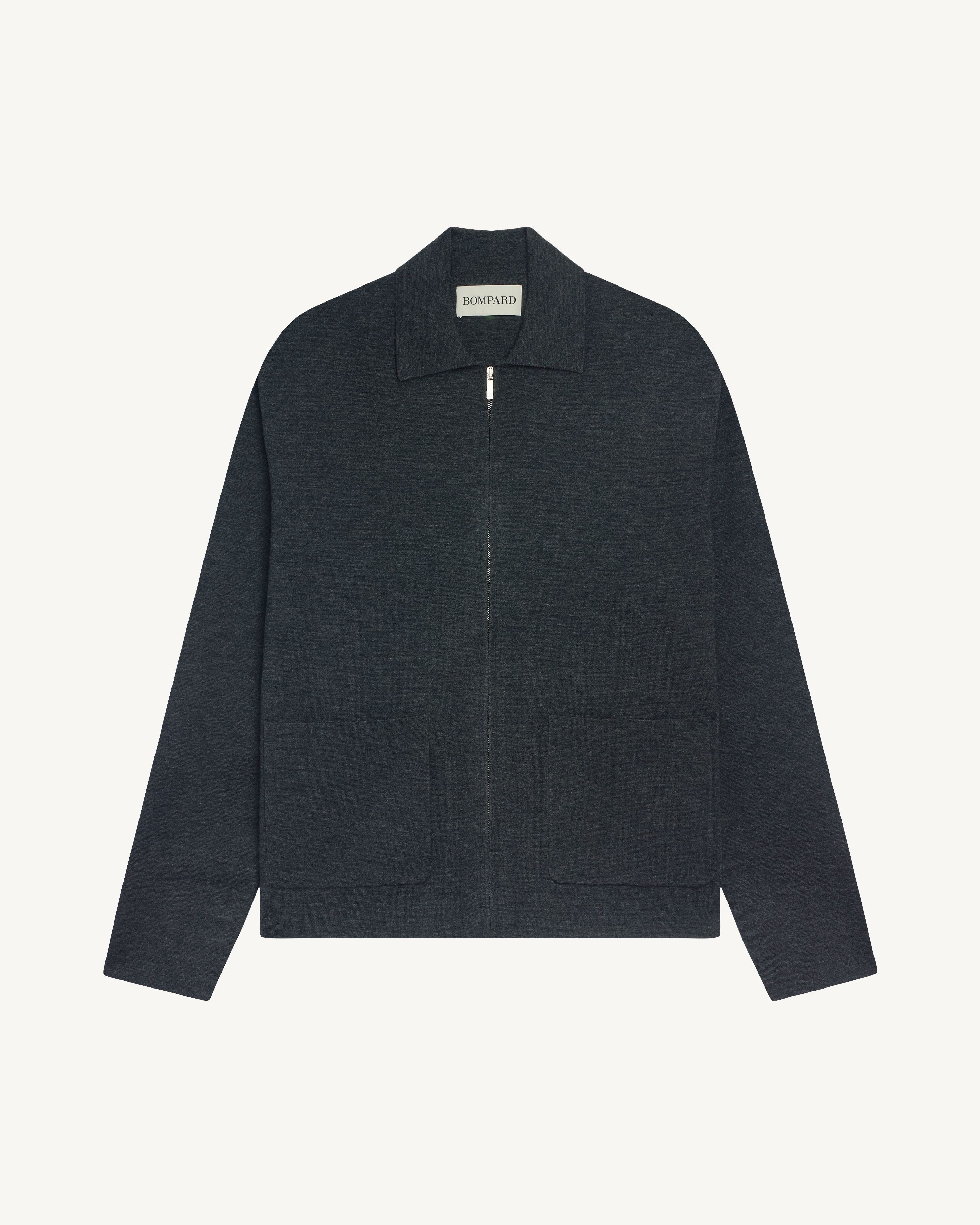 Veste zippée en milano-CHARBON-95% laine 5% cachemire
