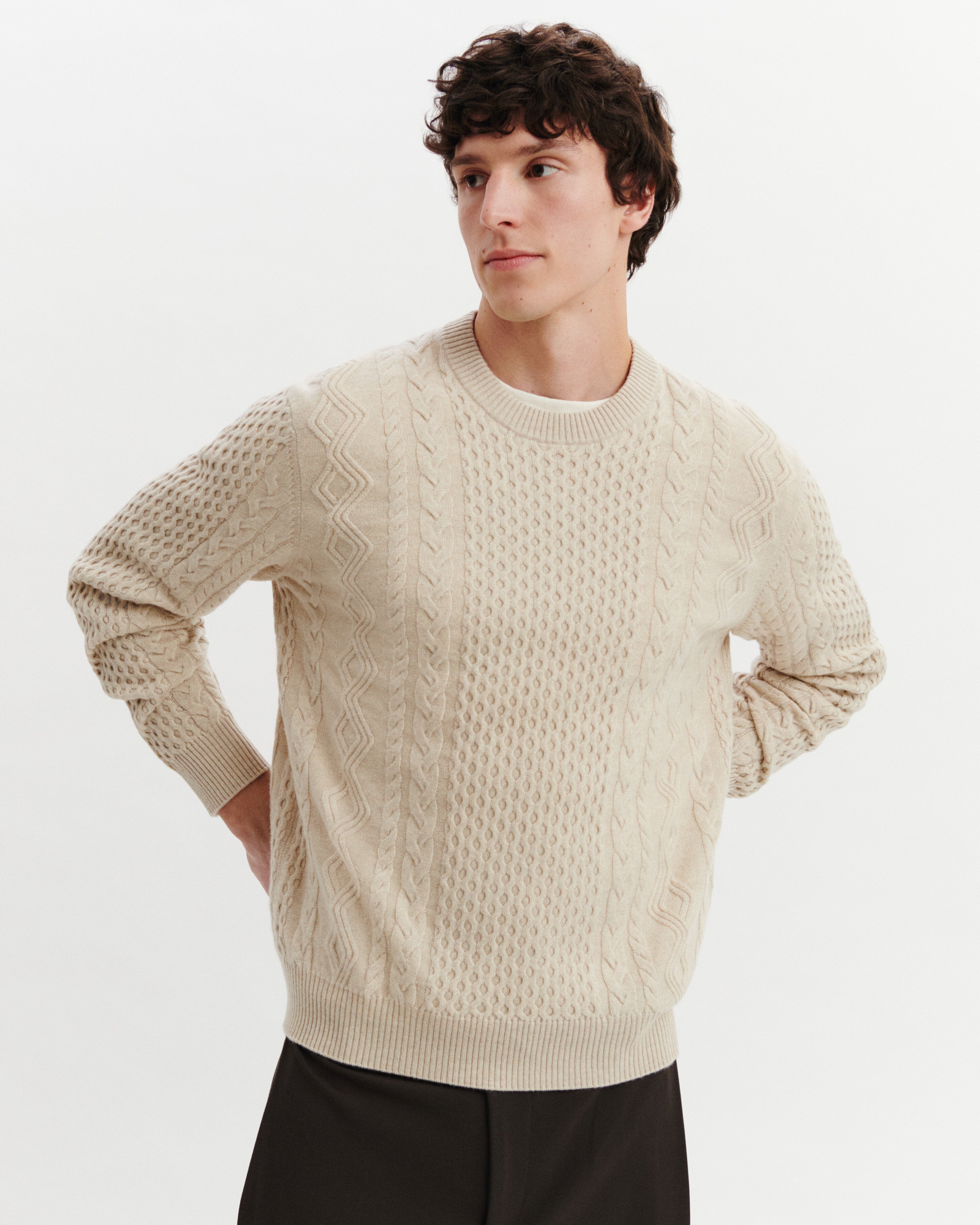 Pull col rond à torsades-AVOINE-100% cachemire