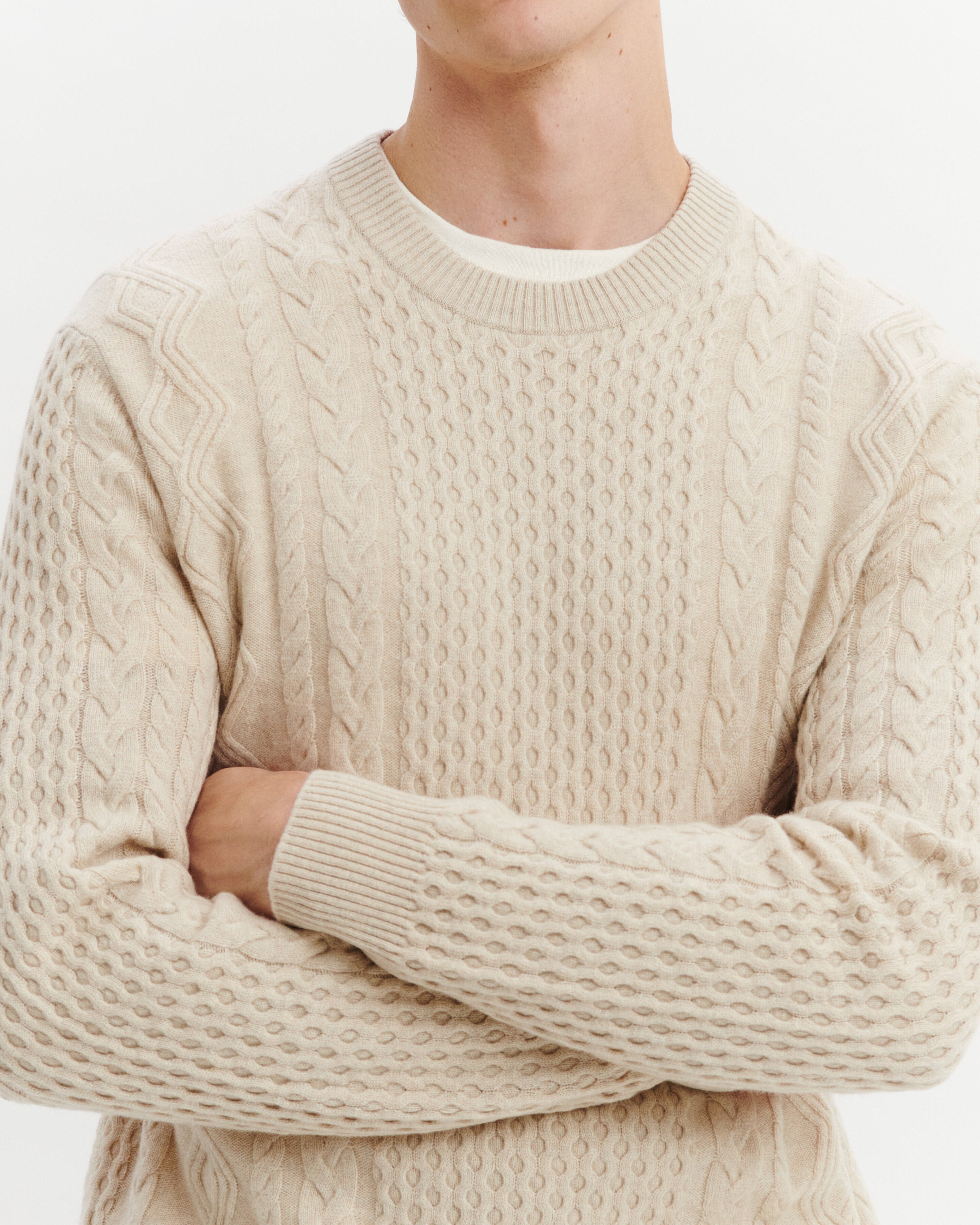 Pull col rond à torsades-AVOINE-100% cachemire