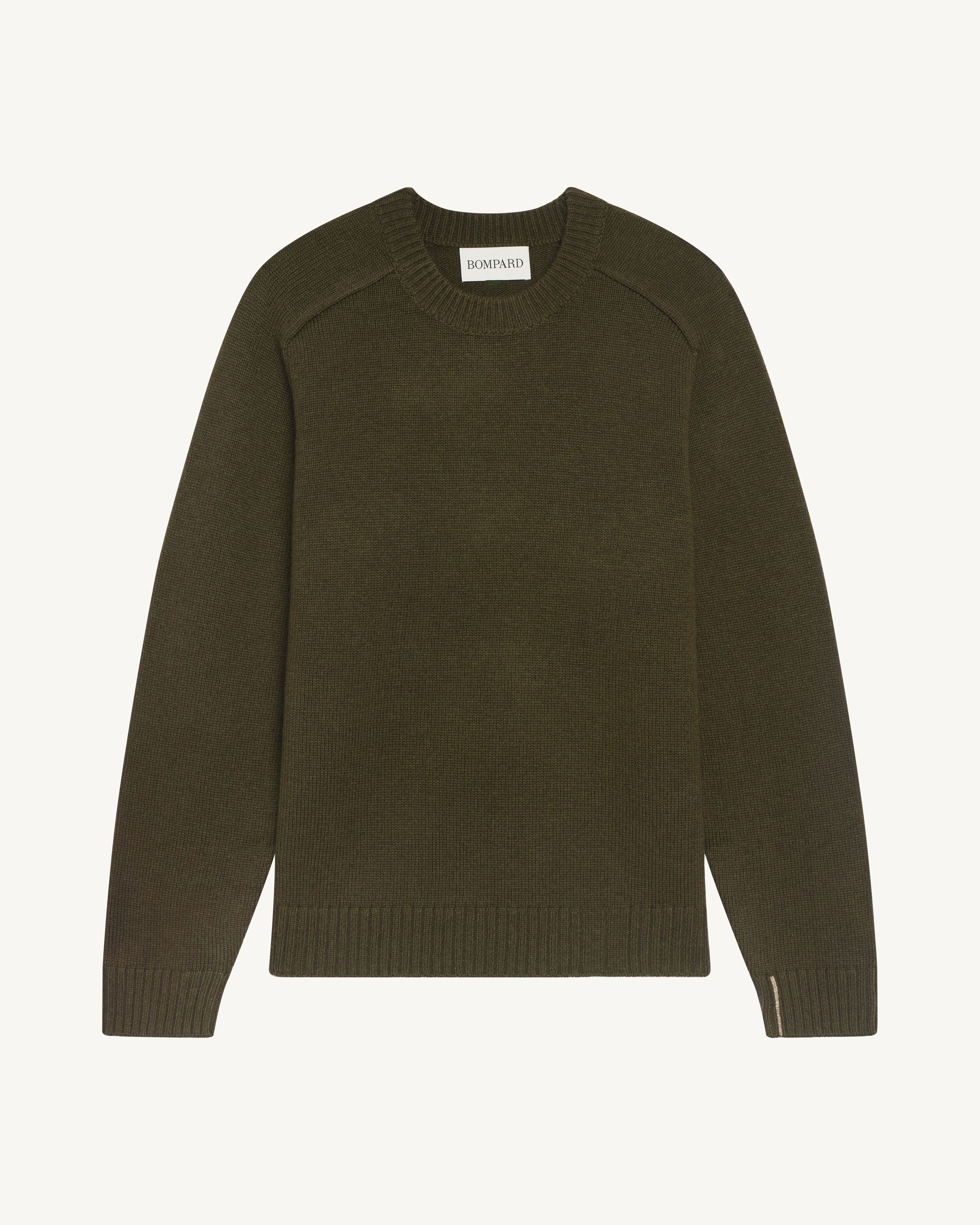 Pull col rond ample-KAKI KOMBU-81% : Laine; 19% : Cachemire