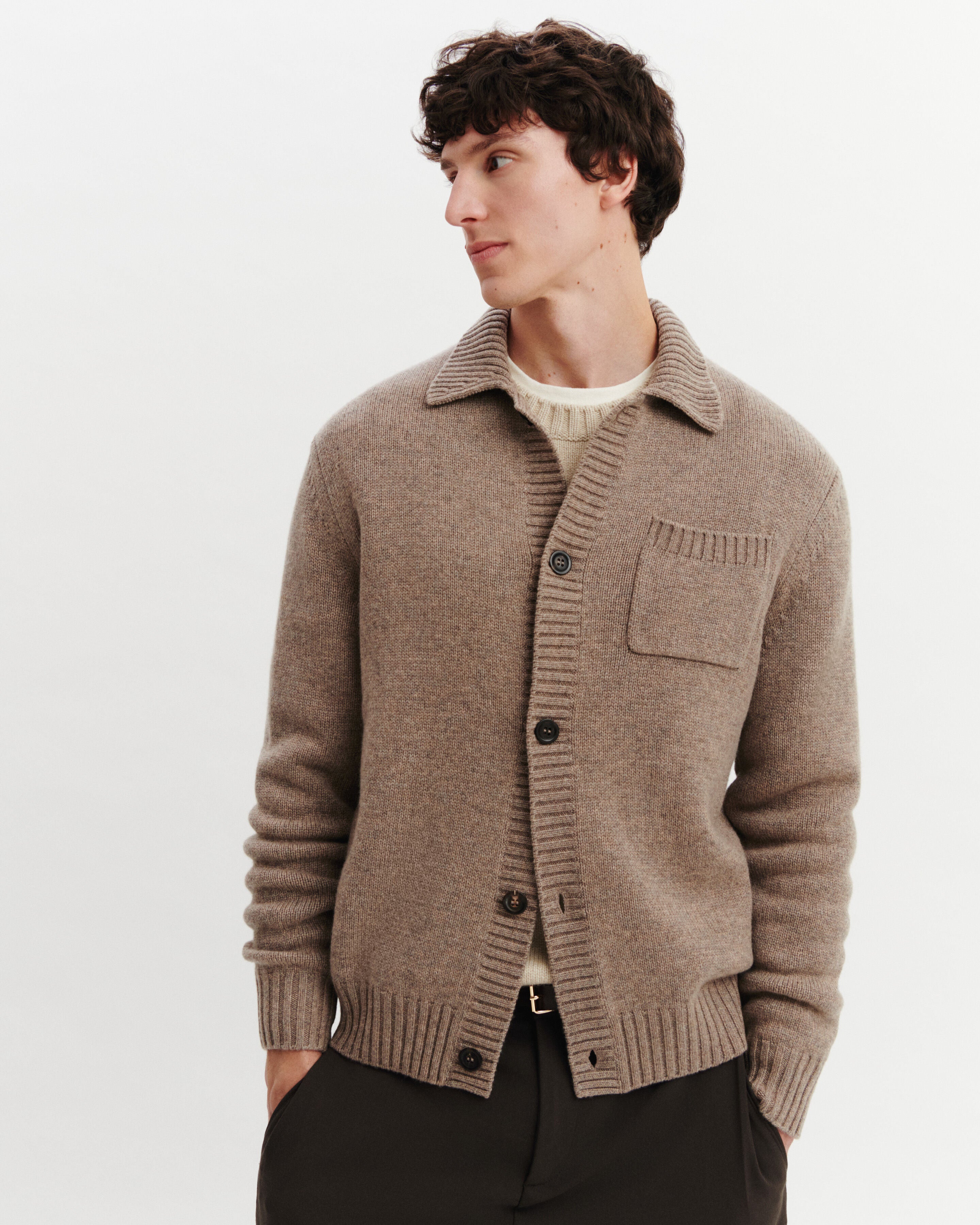 Gilet col chemise-MILLET-100% cachemire