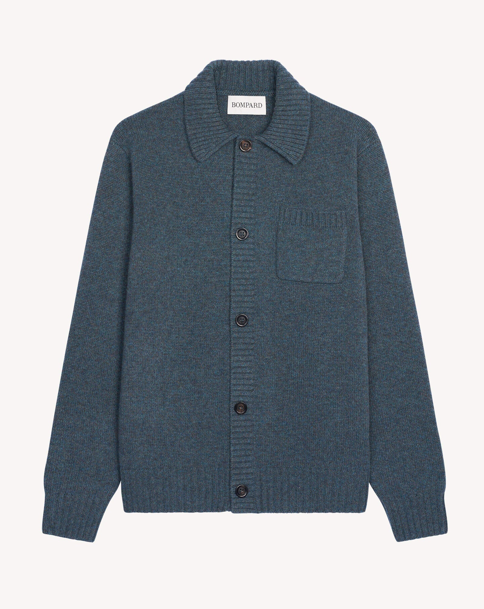Gilet col chemise-BLEU GRANIT-100% cachemire