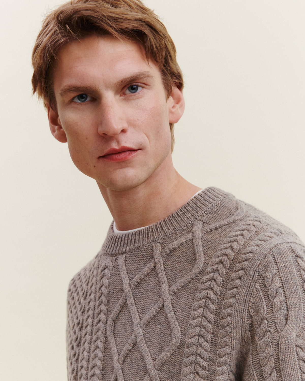 Pull col rond patchwork-MILLET-100% cachemire