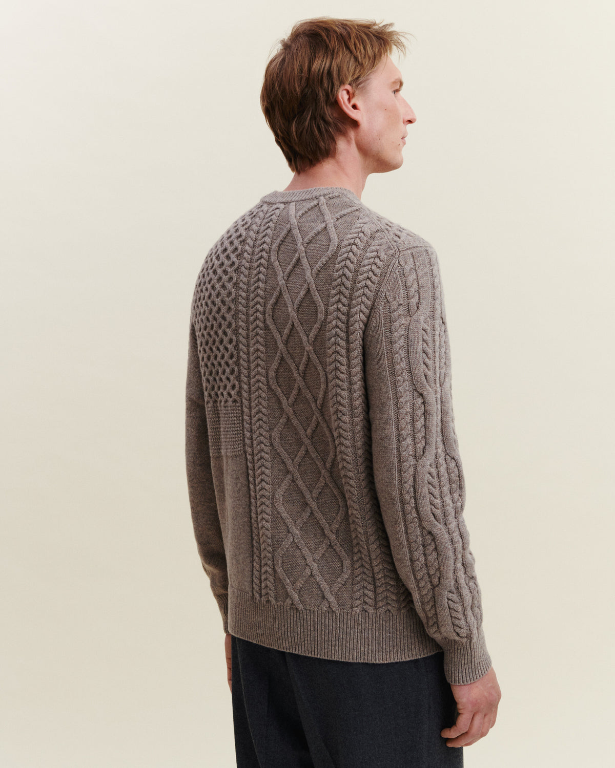 Pull col rond patchwork-MILLET-100% cachemire