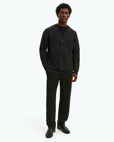 Gilet à torsades-CHARBON/MARINE/KAKI KOMBU-100% cachemire