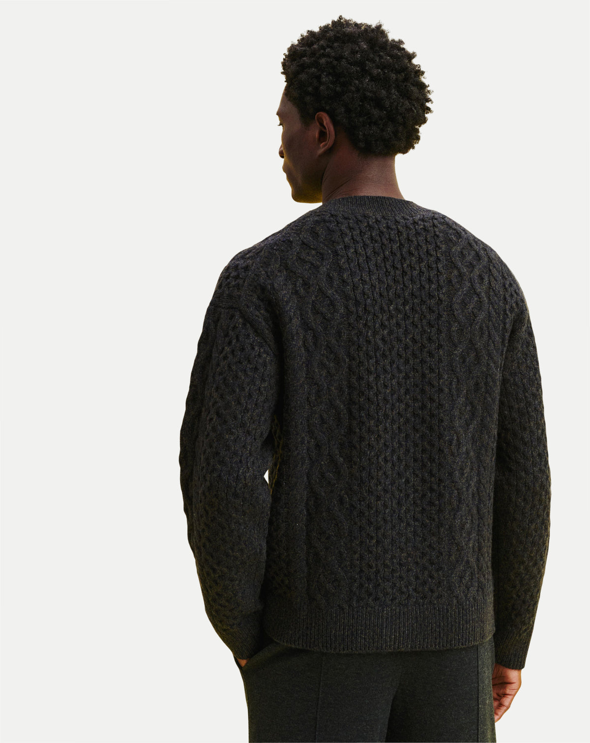 Gilet à torsades-CHARBON/MARINE/KAKI KOMBU-100% cachemire