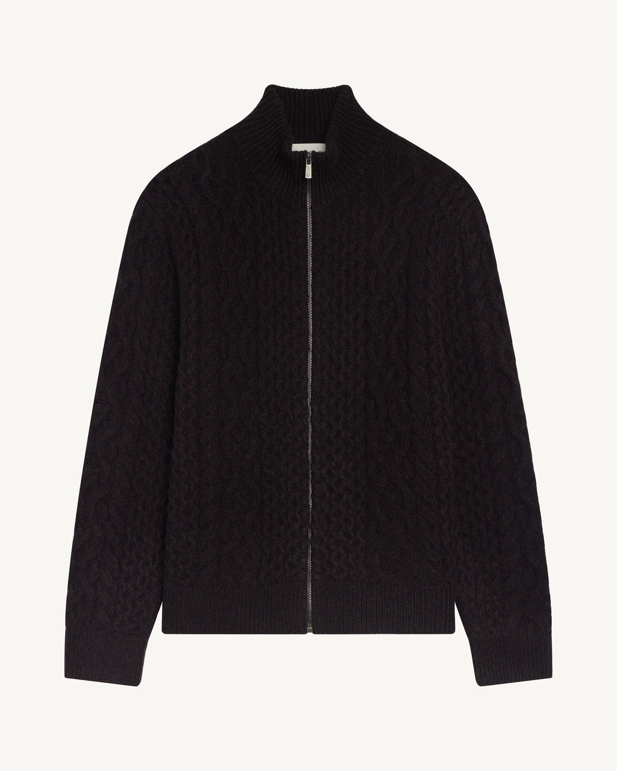 Gilet zippé à torsades-RISTRETTO/MARINE/GRENAT-100% cachemire