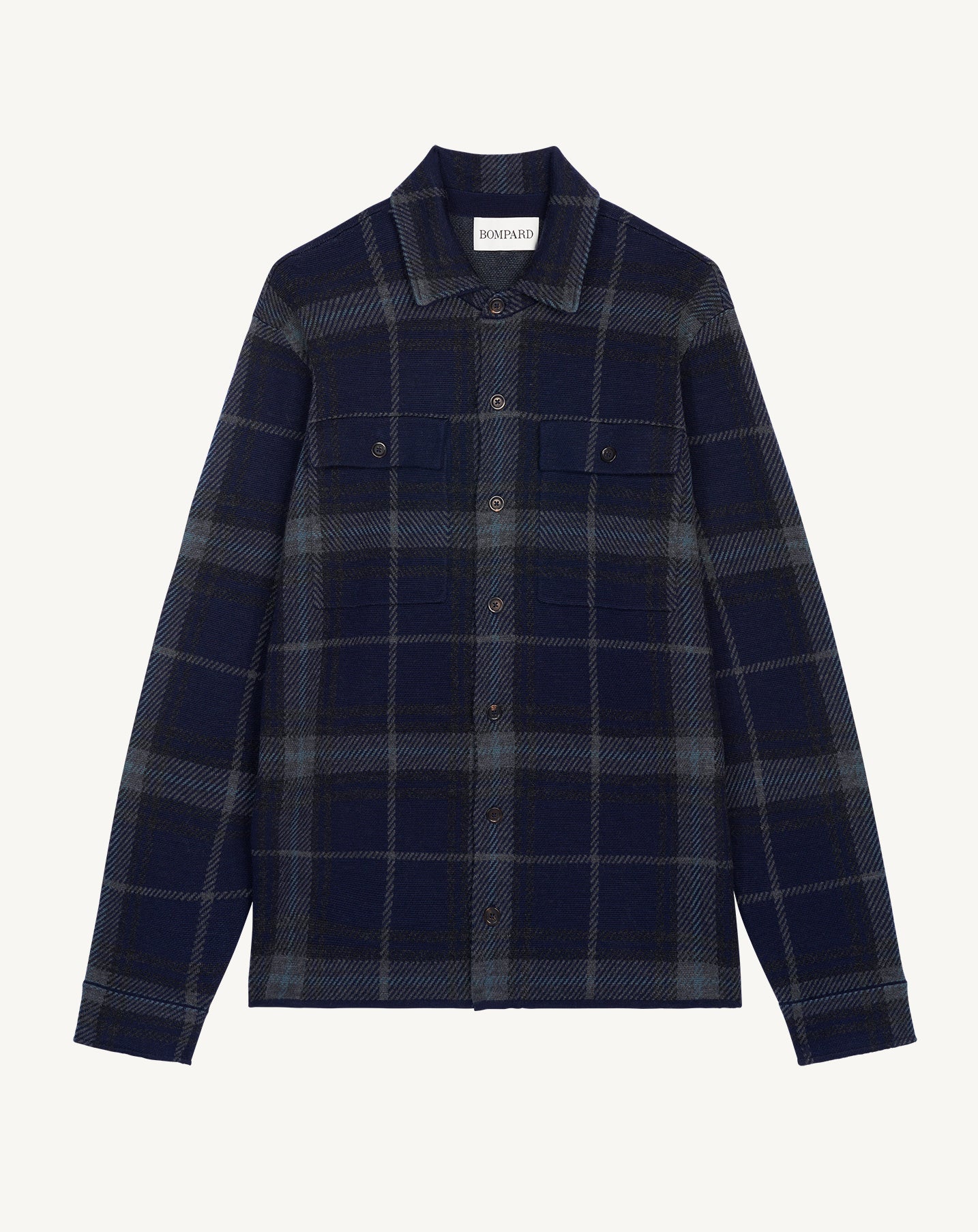 Surchemise tartan-MARINE/GRIS FONCE-100% laine + 70% laine 30% cachemire