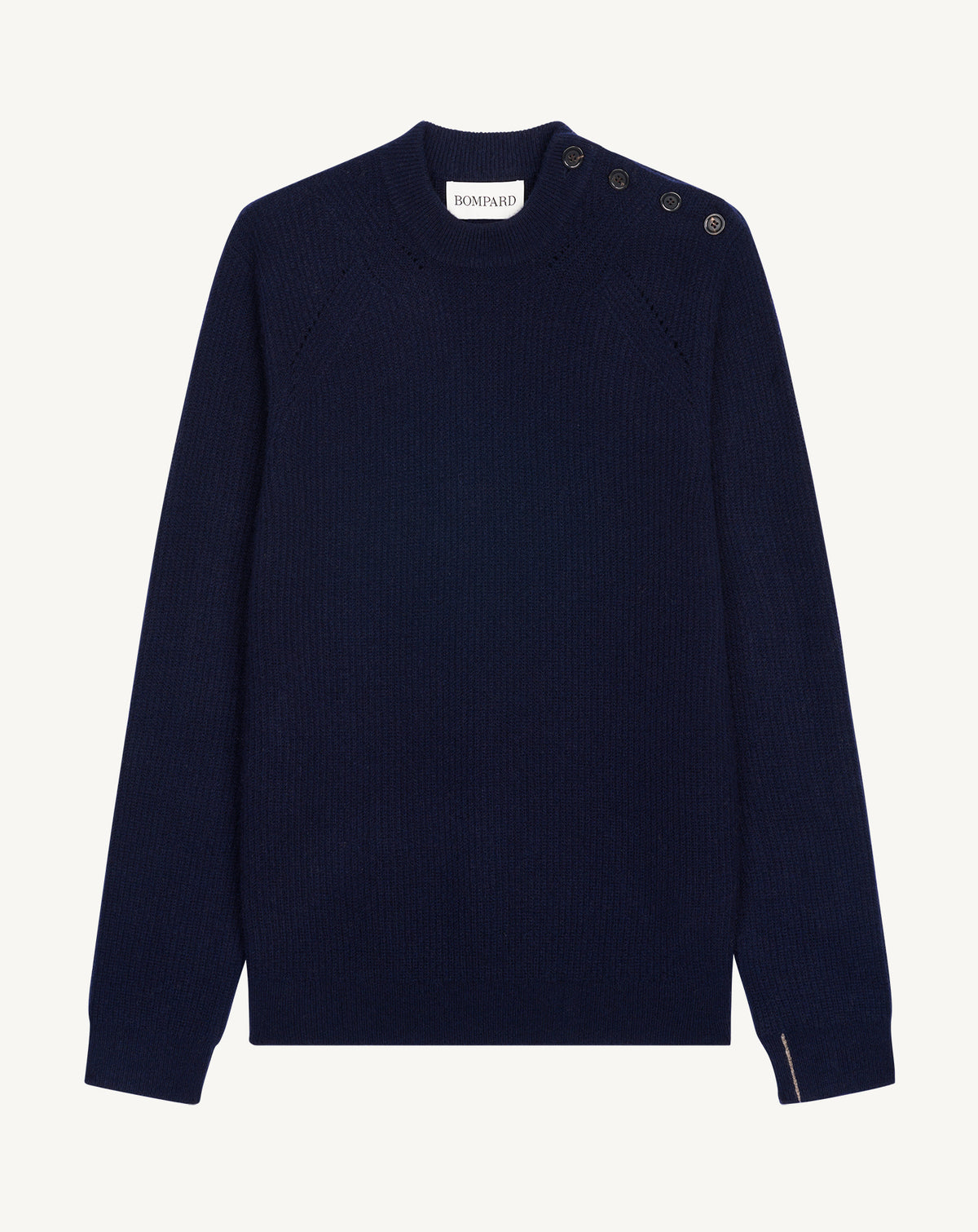 Pull col rond boutonné-MARINE-50% cachemire 50% yak