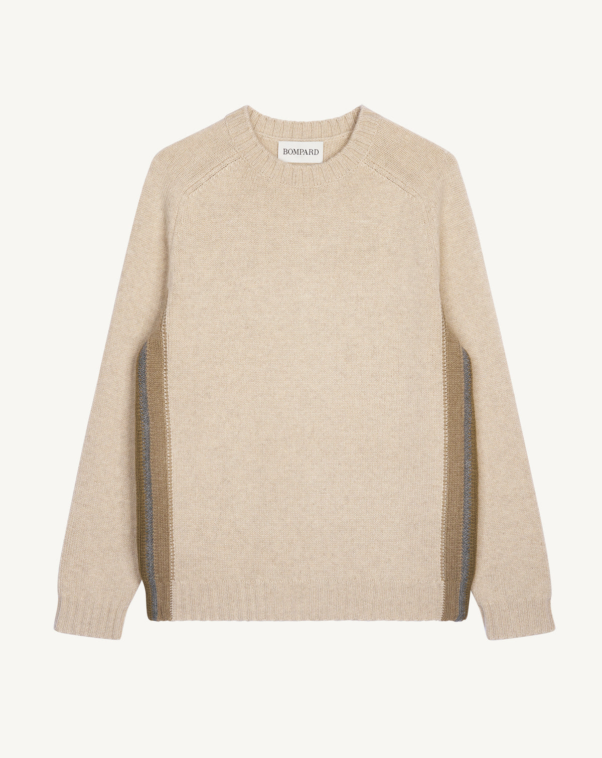 Pull col rond à lisières-AVOINE-100% cachemire