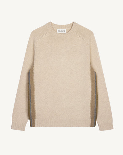 Pull col rond à lisières-AVOINE-100% cachemire