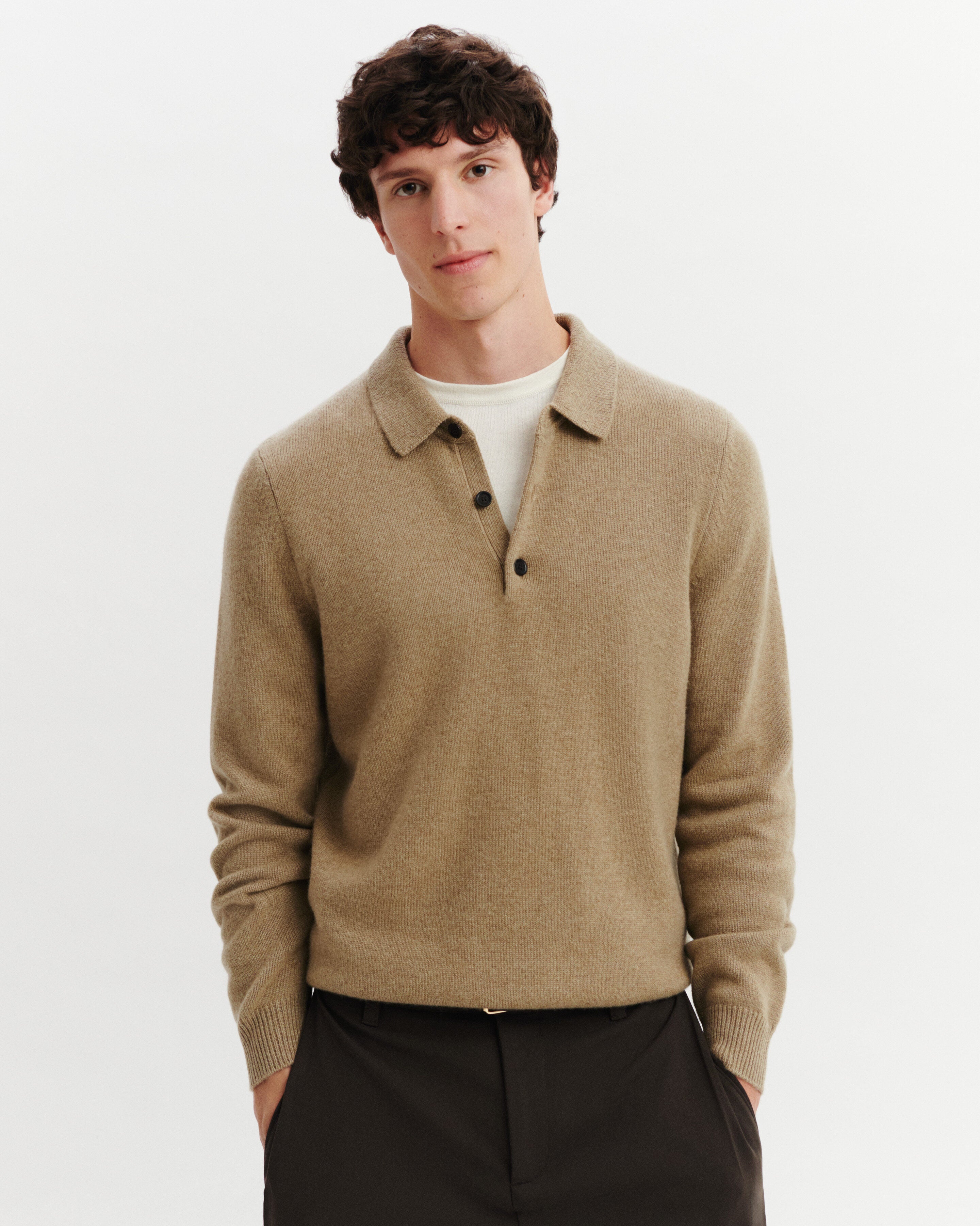 Polo Léonard-BEIGE CENDRE-100% cachemire