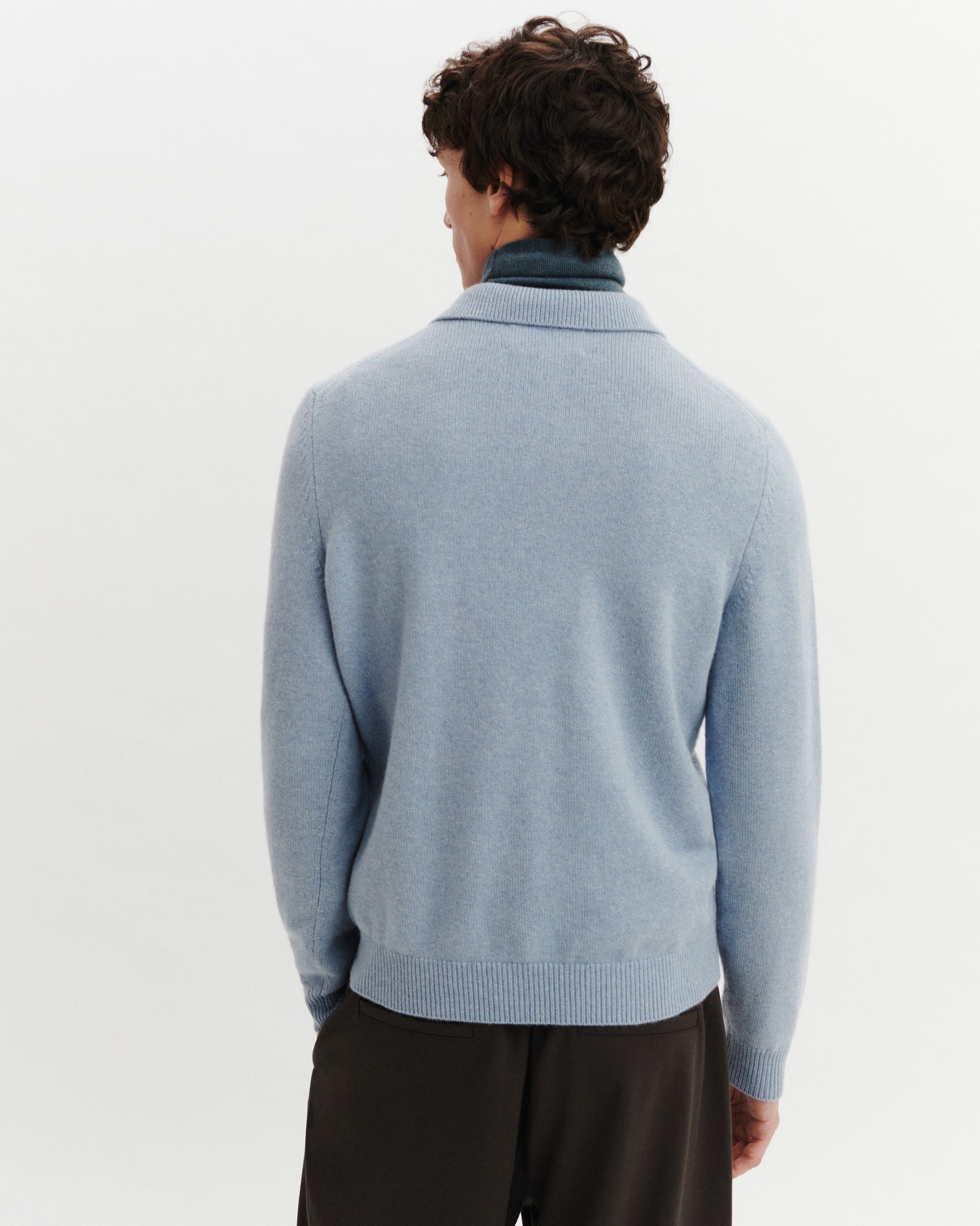 Polo Léonard-BLEU GLACIER-100% cachemire
