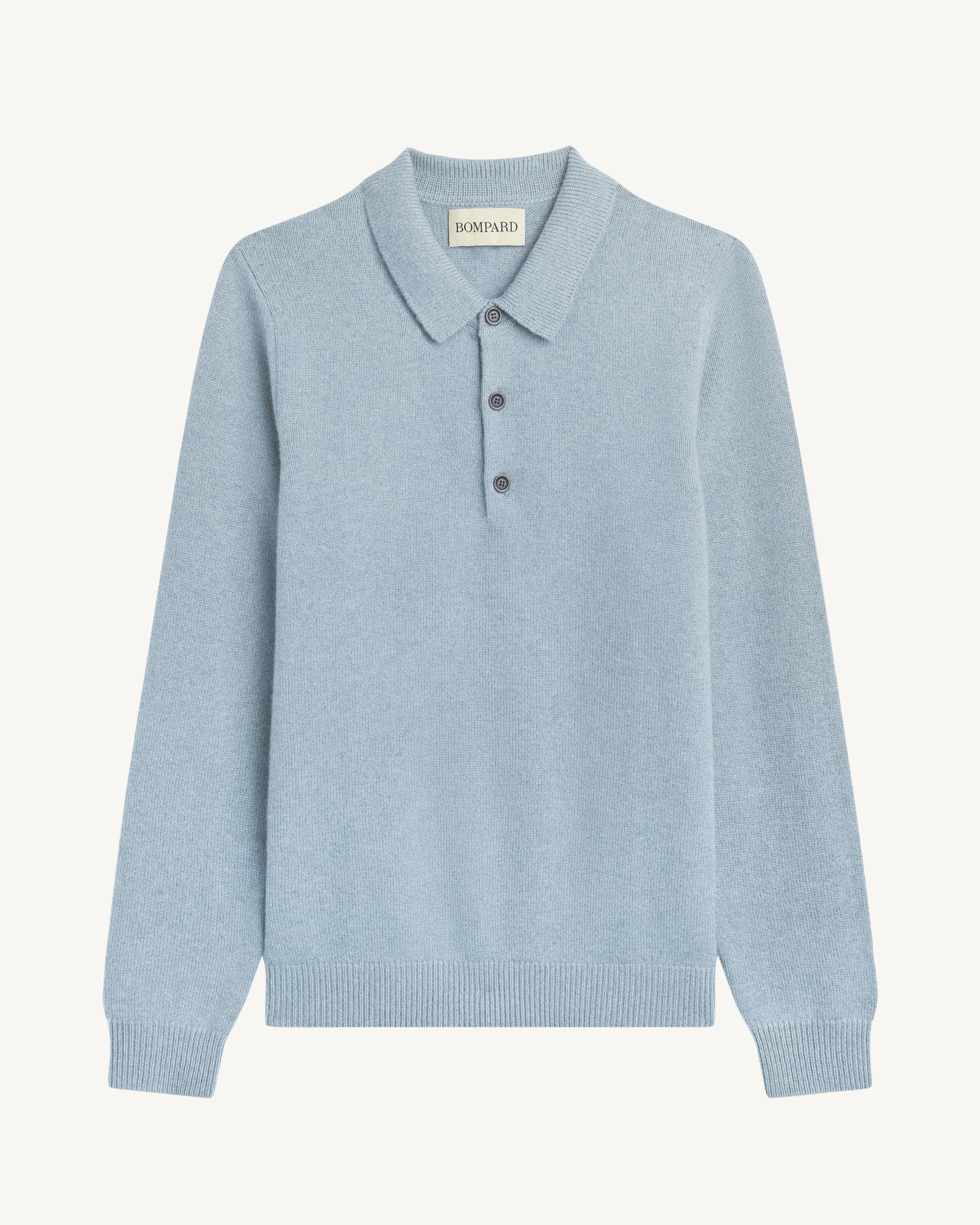 Polo Léonard-BLEU GLACIER-100% cachemire