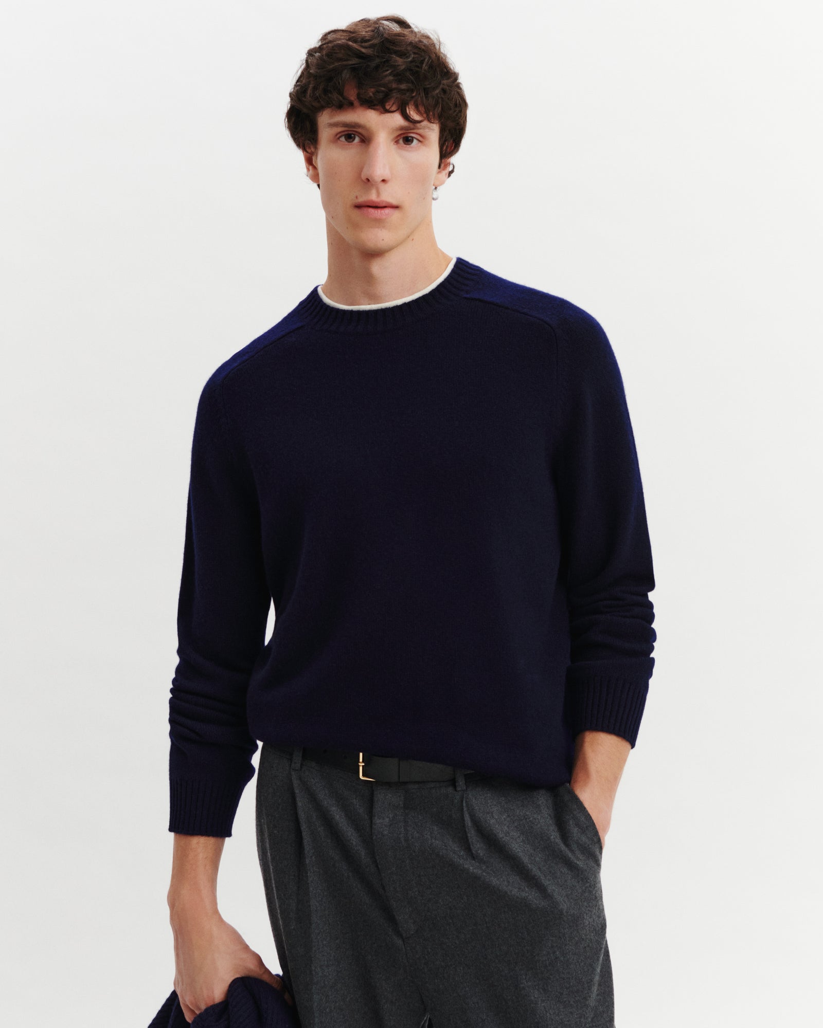 Pull col rond Léon-MARINE-100% cachemire