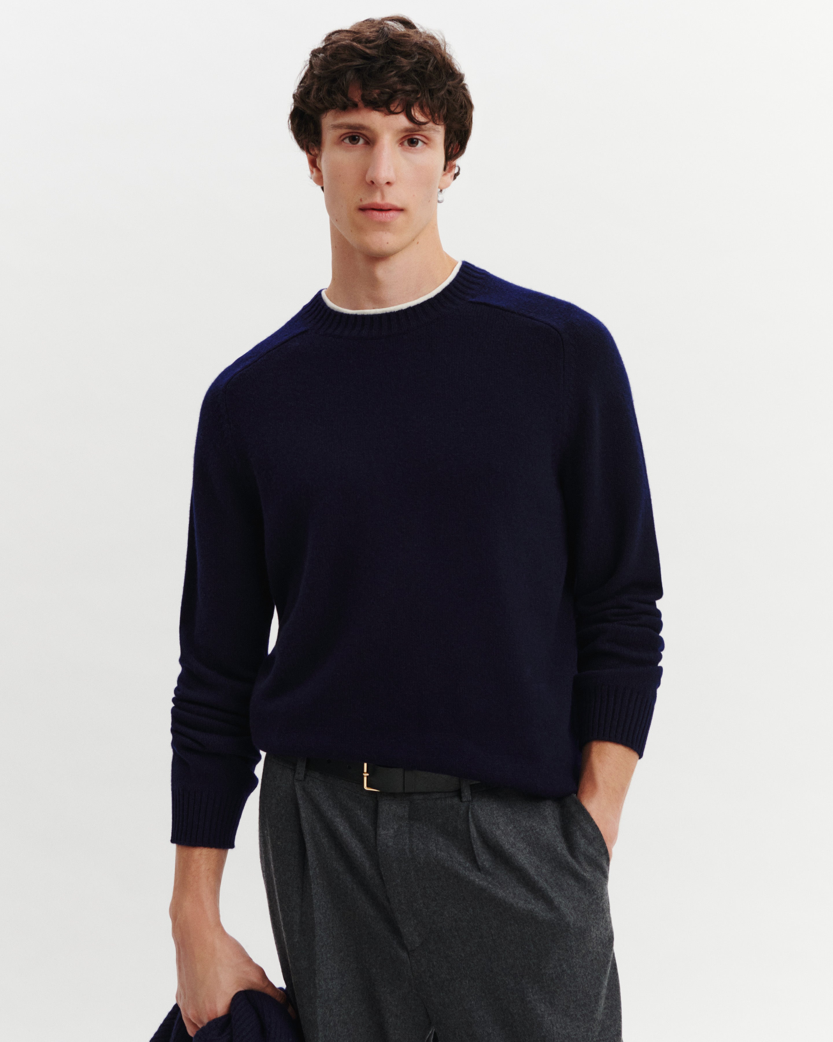 Pull col rond Léon-MARINE-100% cachemire