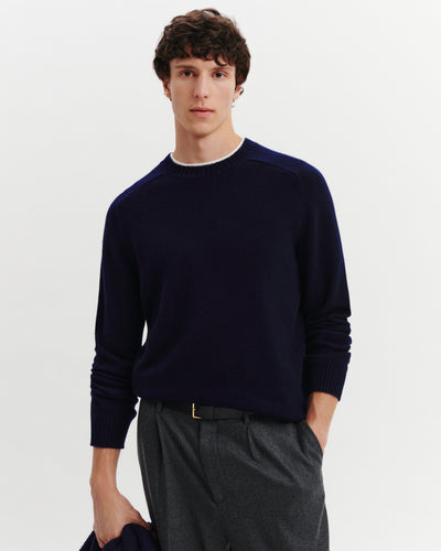 Pull col rond Léon-MARINE-100% cachemire