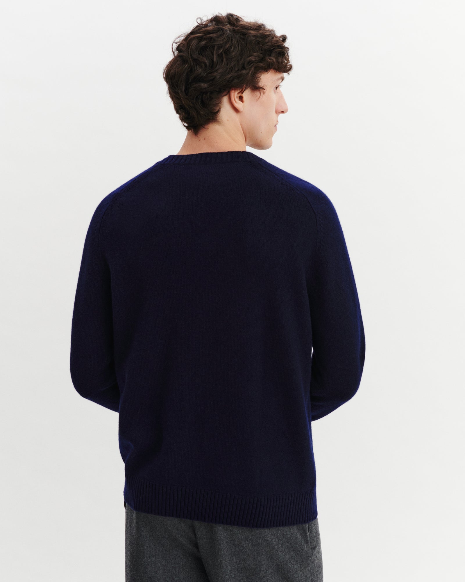 Pull col rond Léon-MARINE-100% cachemire