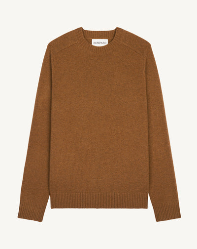 Pull col rond Léon-NOISETTE-100% cachemire