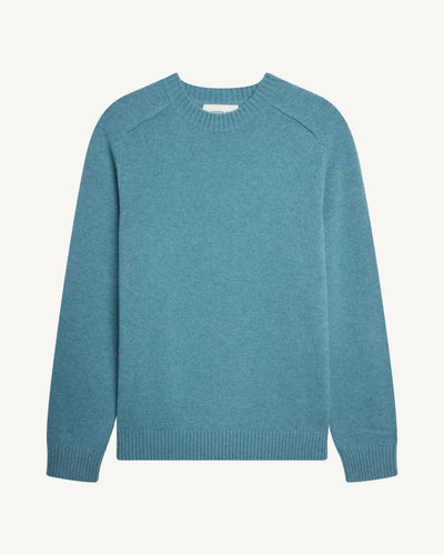 Pull col rond Léon-CYAN-100% cachemire