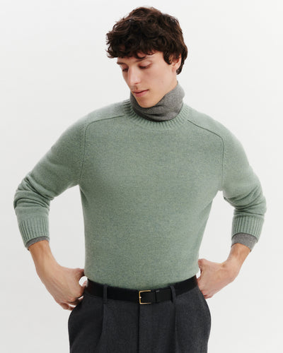 Pull col rond Léon-VERT DE GRIS-100% cachemire