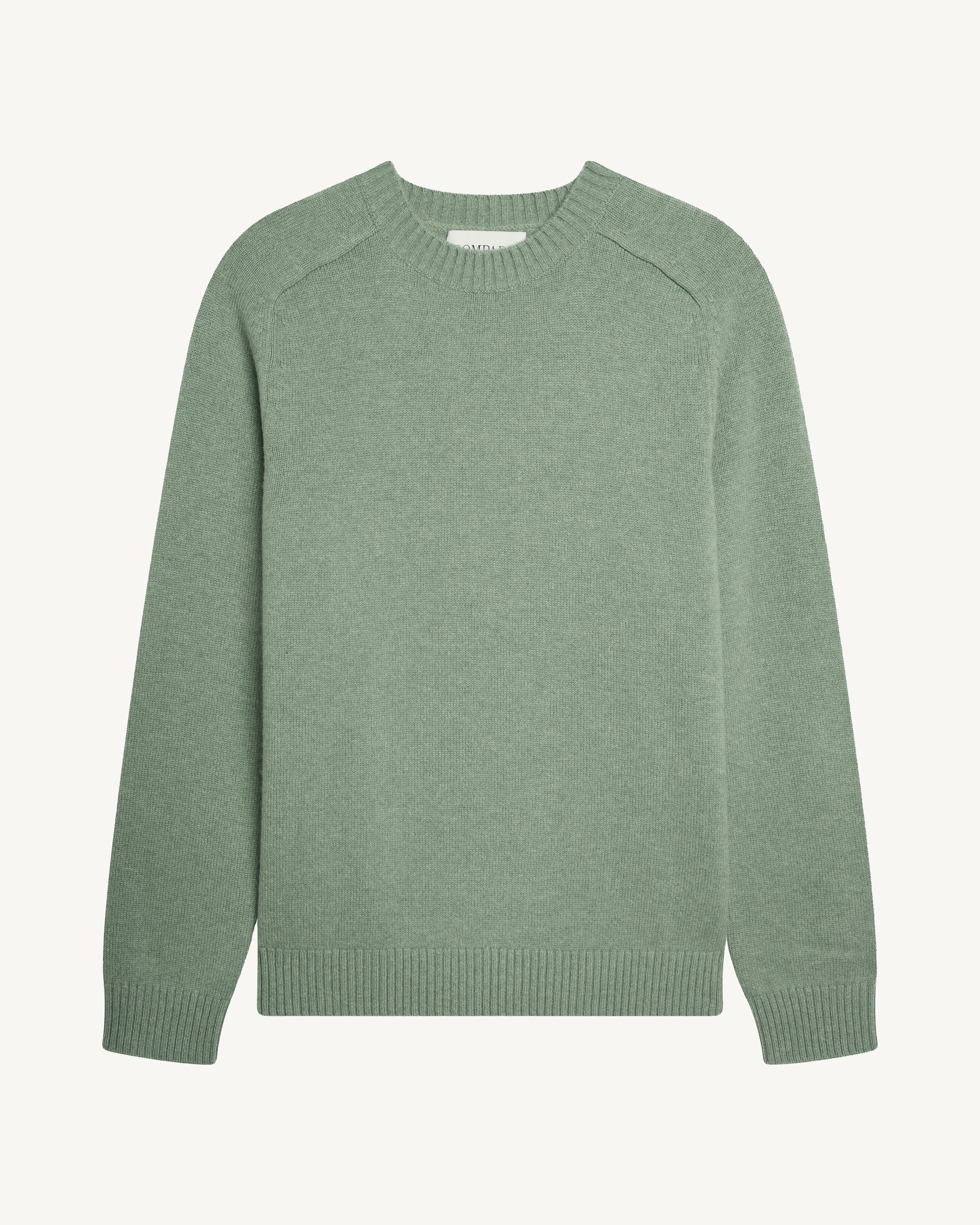 Pull col rond Léon-VERT DE GRIS-100% cachemire