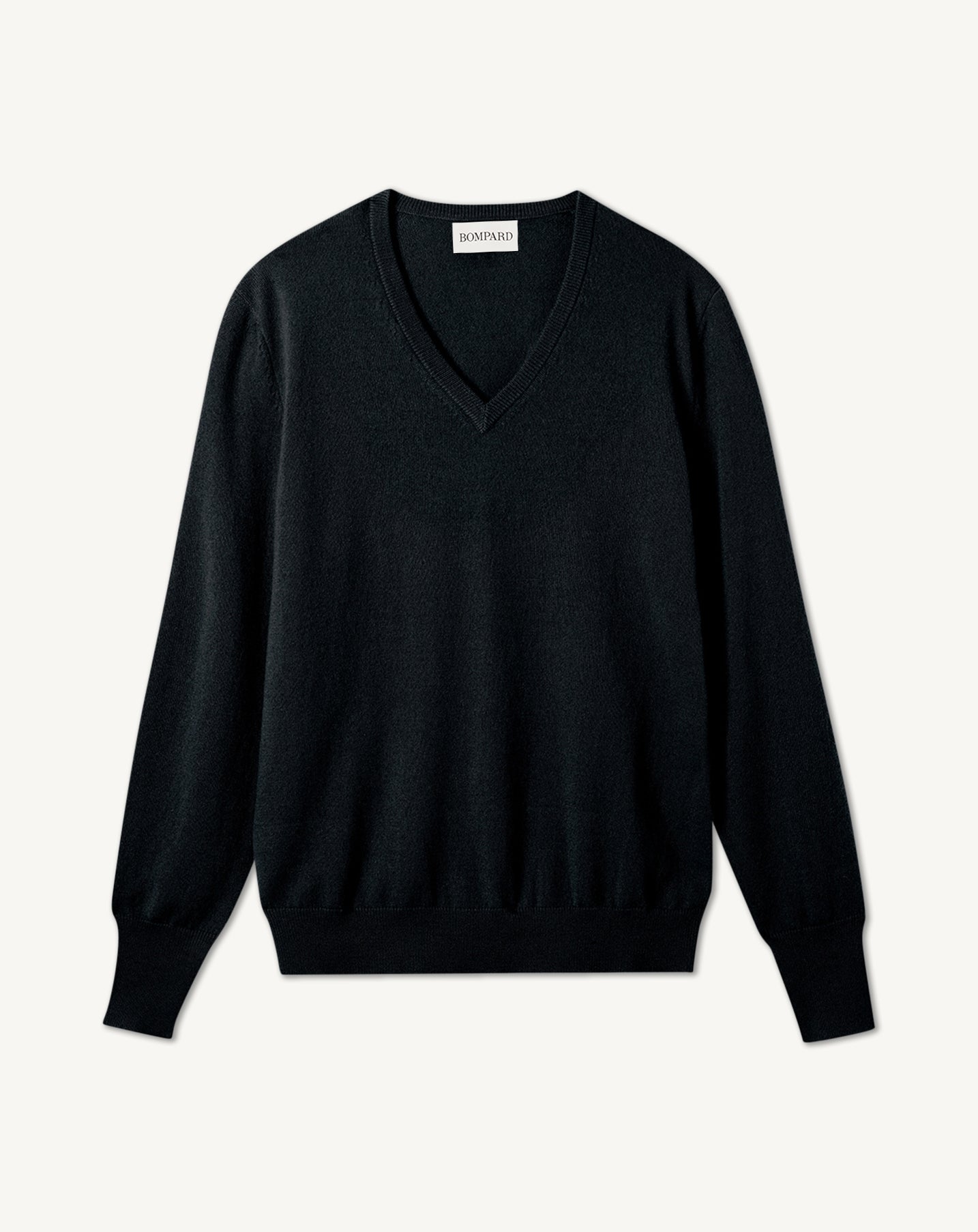 Pull V classique-NOIR-100% CACHEMIRE