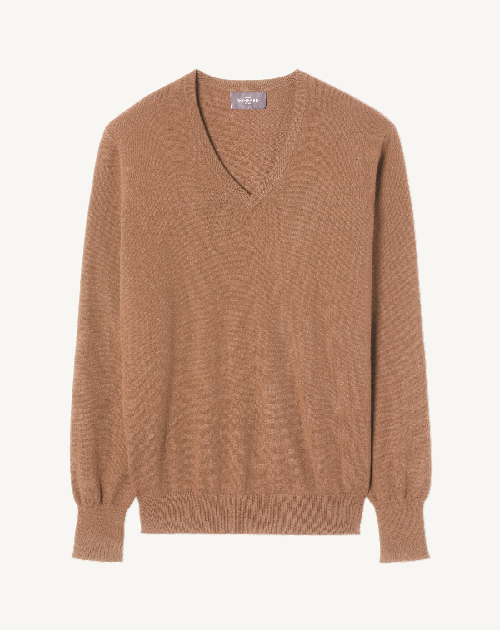 Pull V classique-CARAMEL-100% CACHEMIRE