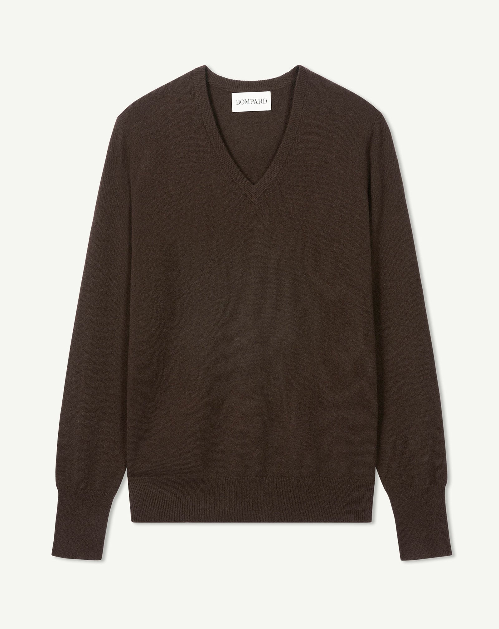 Pull col V classique-CHOCOLAT-100% cachemire