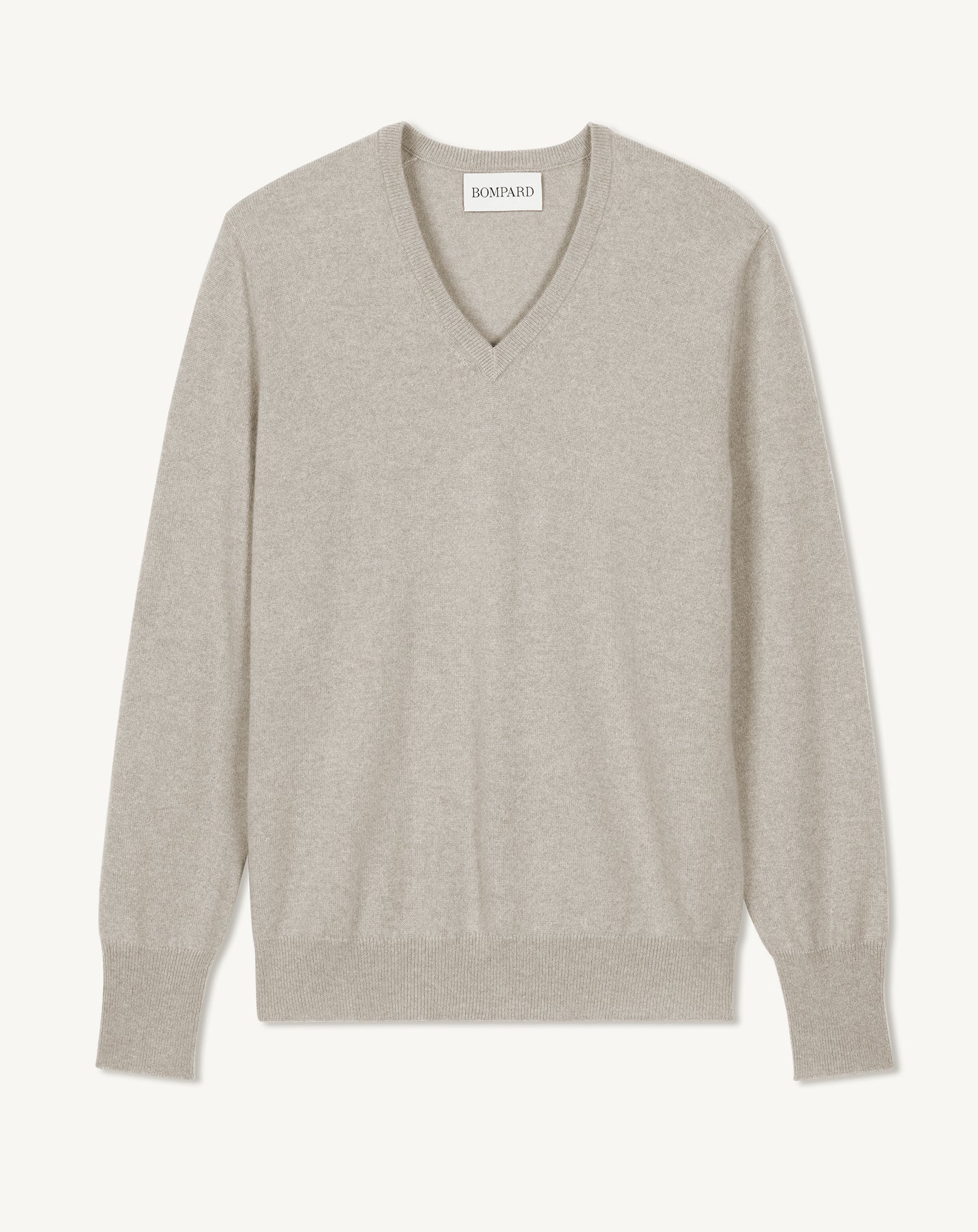 Pull col V classique-GRIS ARGENTE-100% cachemire