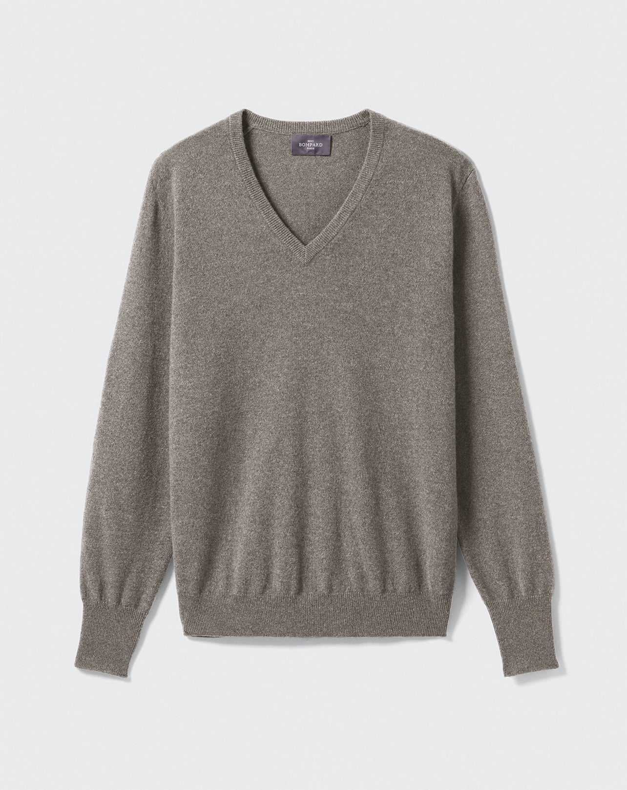 Pull V classique-GRIS METEORITE-100% CACHEMIRE