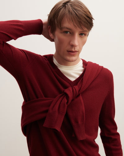 Pull col V classique-CARMEN-100% cachemire