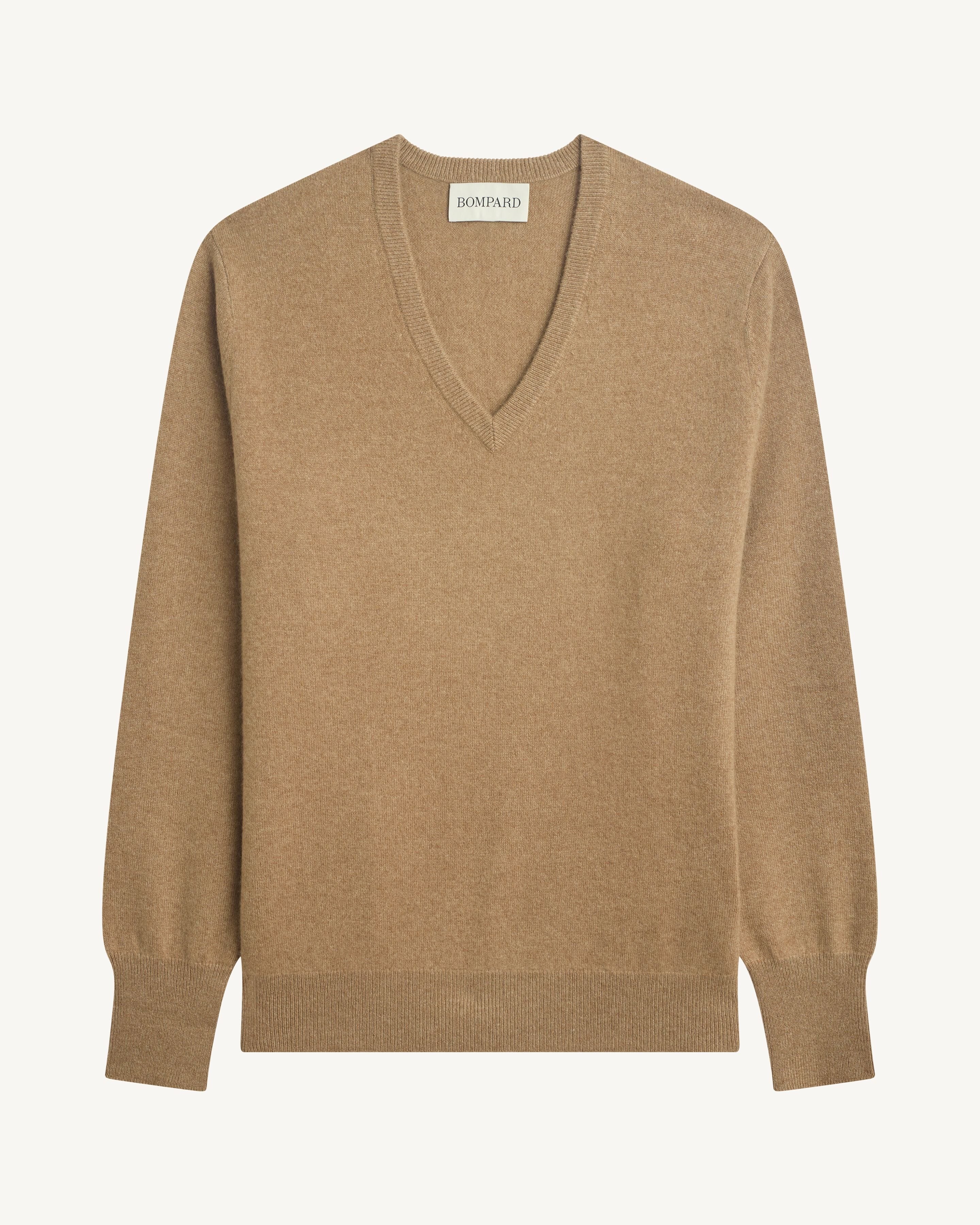 Pull col V classique-KRAFT-100% cachemire