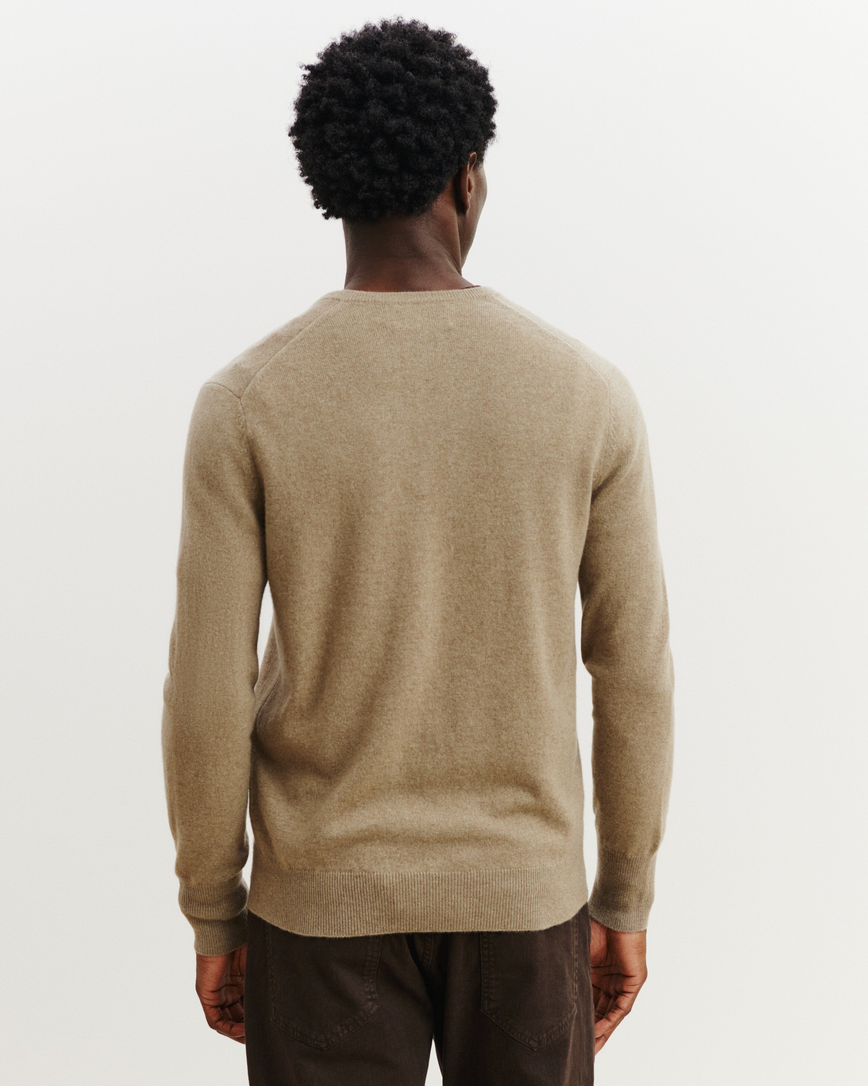 Pull col V Origines-BEIGE CENDRE-100% cachemire