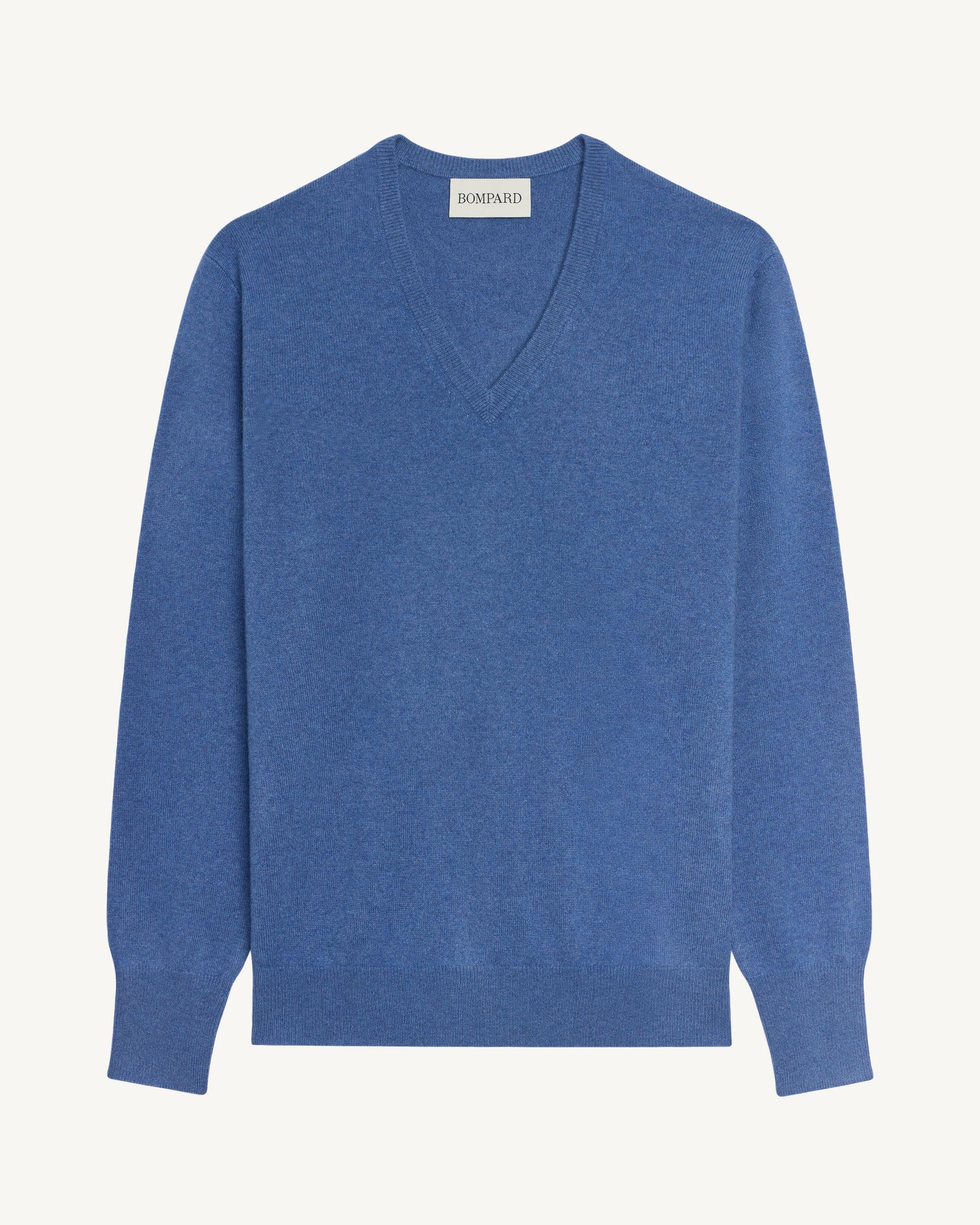Pull col V classique-BLEU DE DELFT-100% cachemire