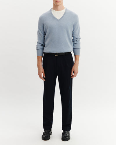 Pull col V Origines-BLEU GLACIER-100% cachemire