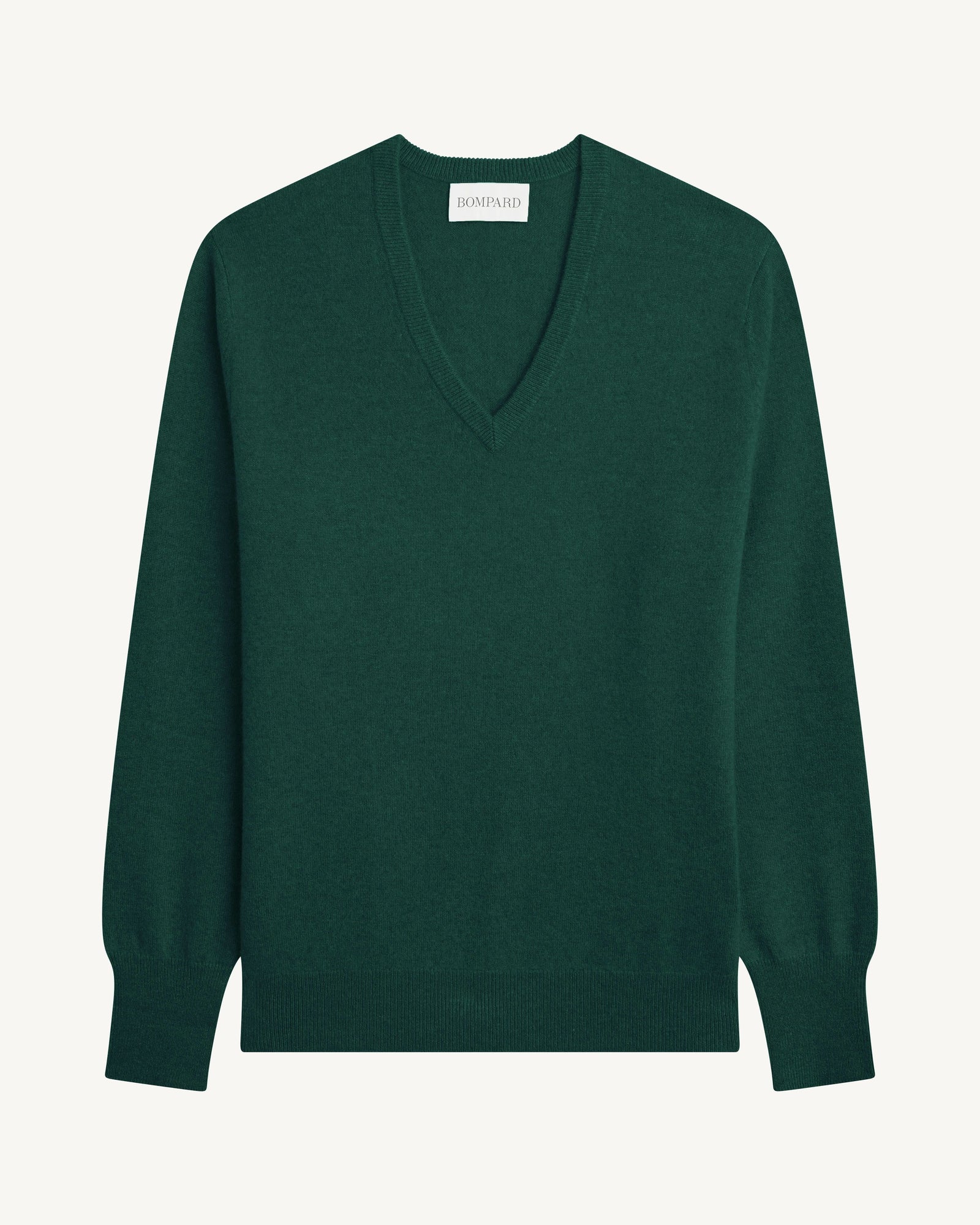 Pull col V classique-VERT SAPHIR-100% cachemire