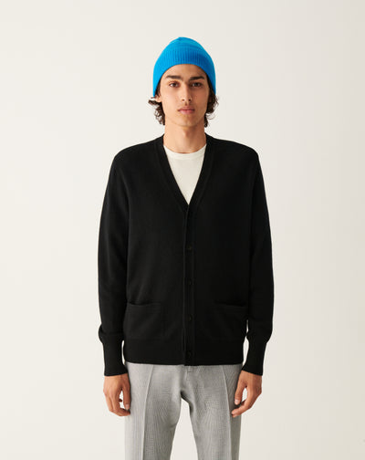 Gilet classique-NOIR-100% CACHEMIRE