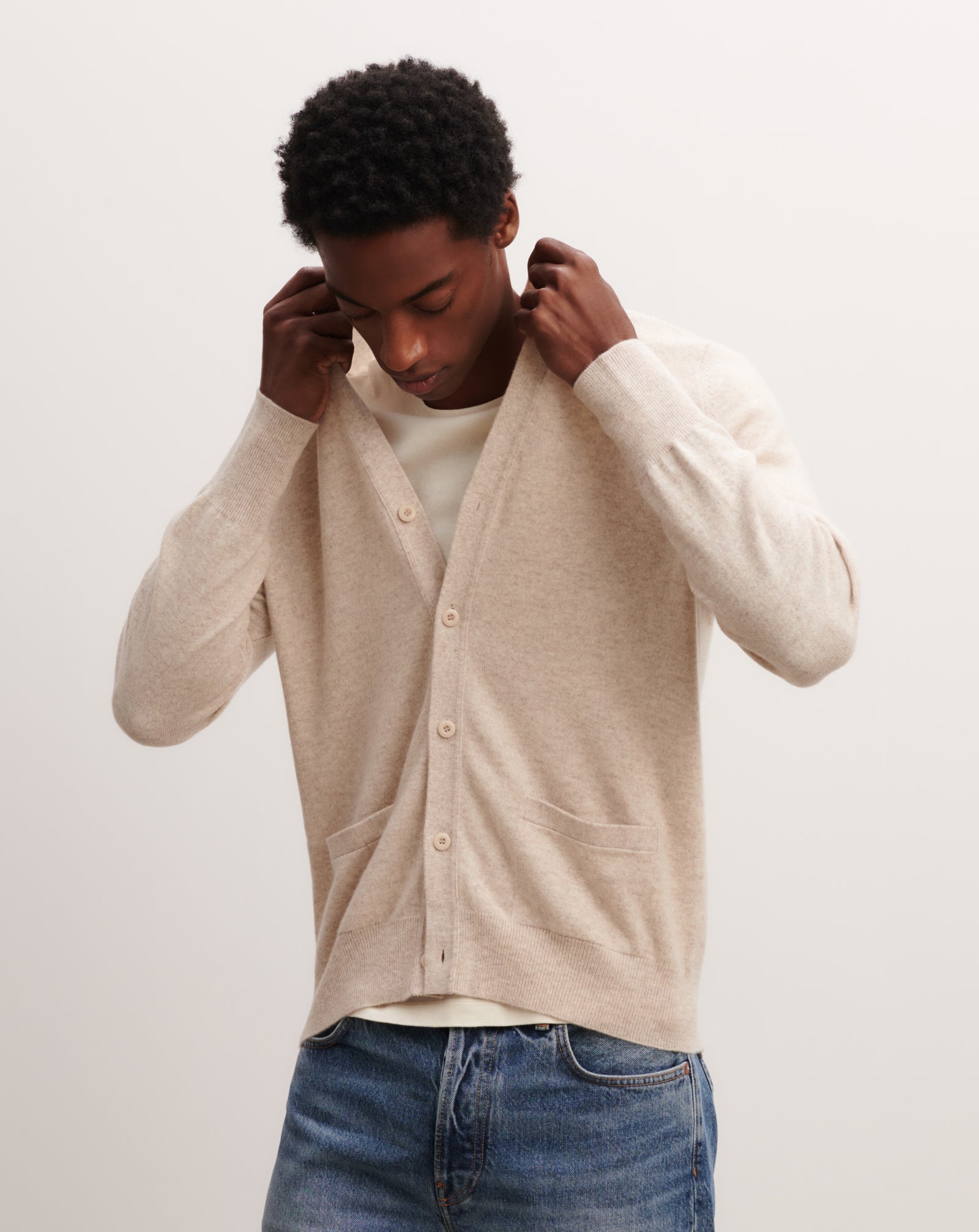 Gilet classique-TOURTERELLE-100% cachemire