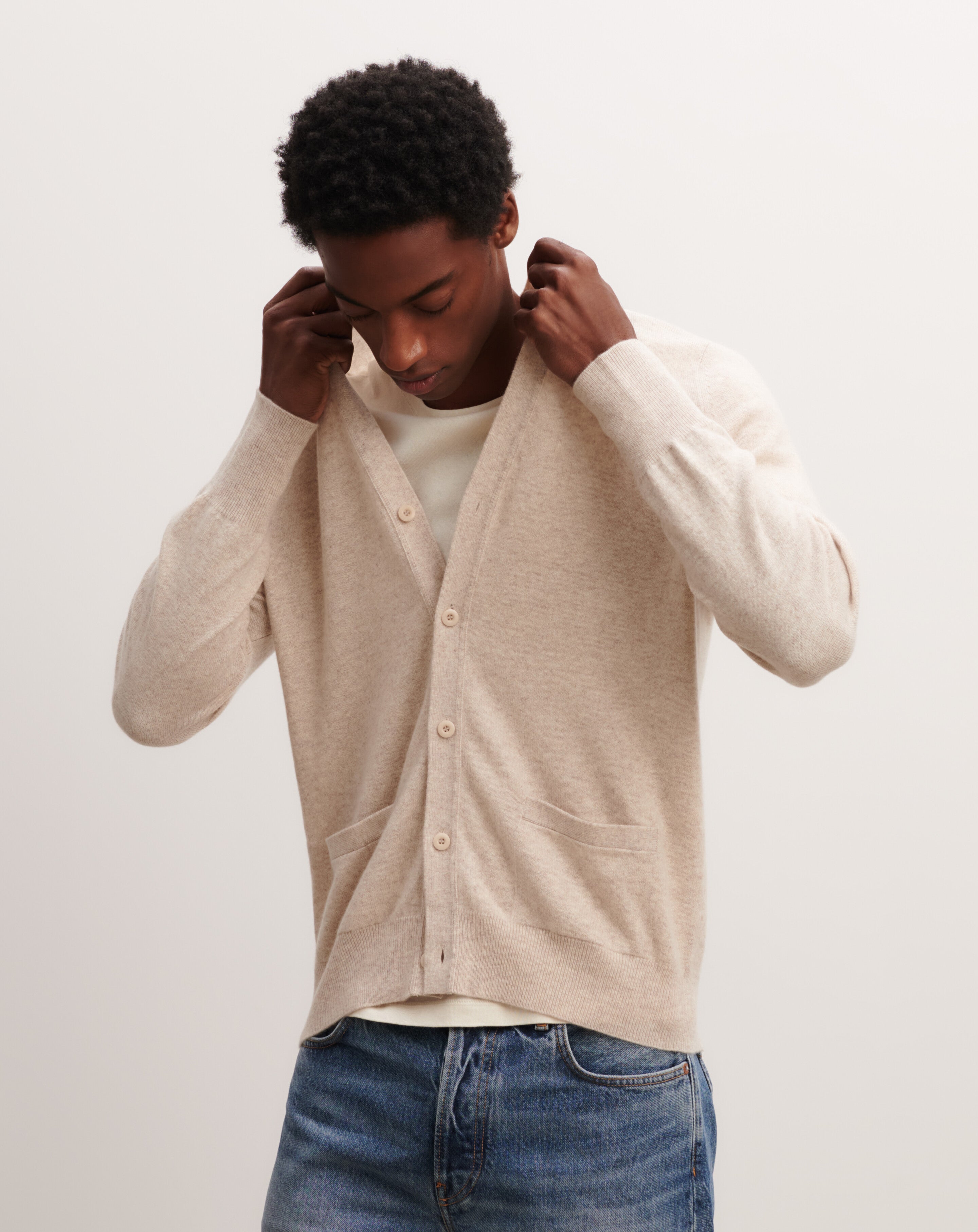 Gilet classique-TOURTERELLE-100% cachemire